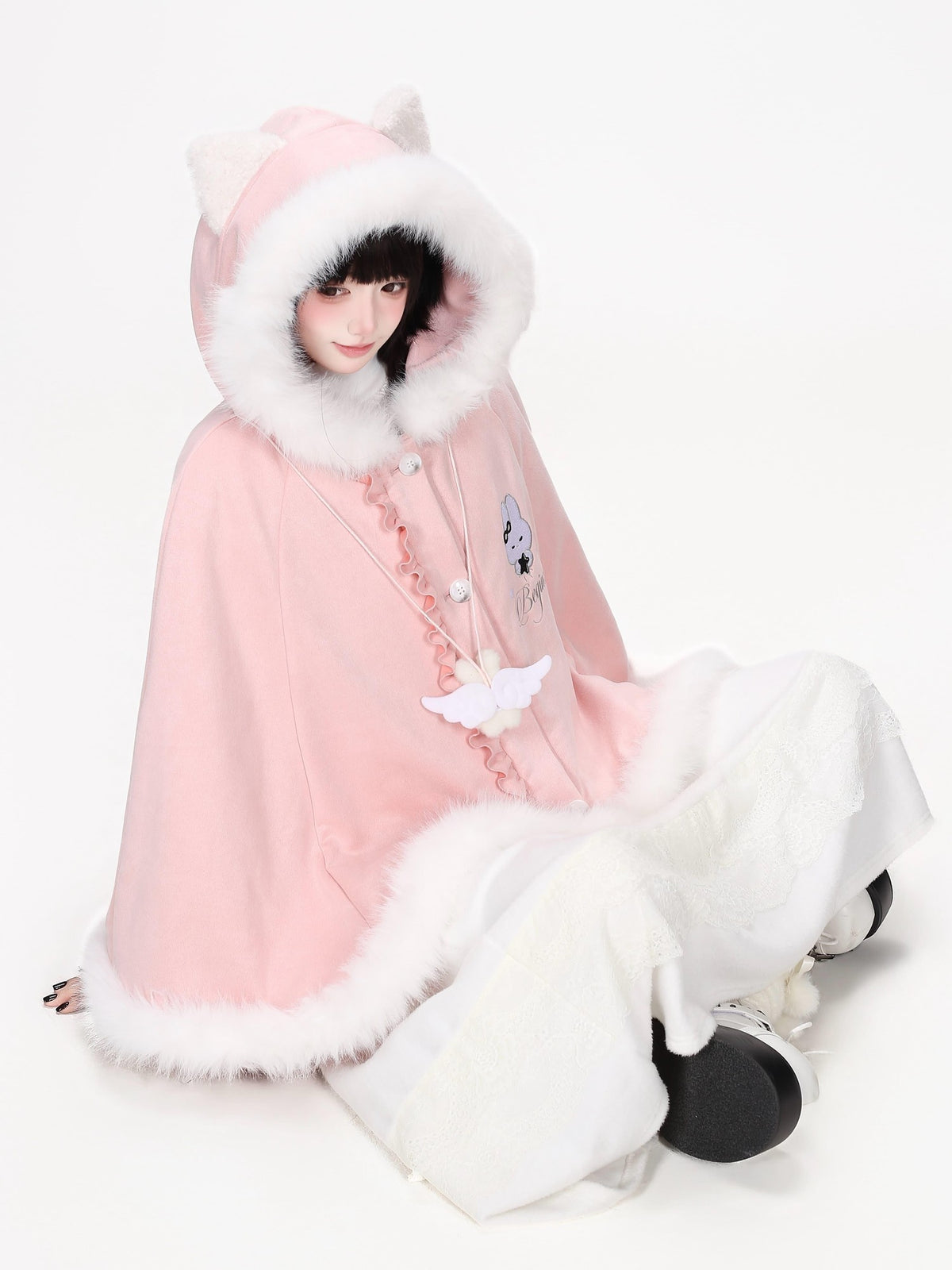 CRAZYGIRL Cat Ear Hooded Fuzzy Trim Padded Women&
