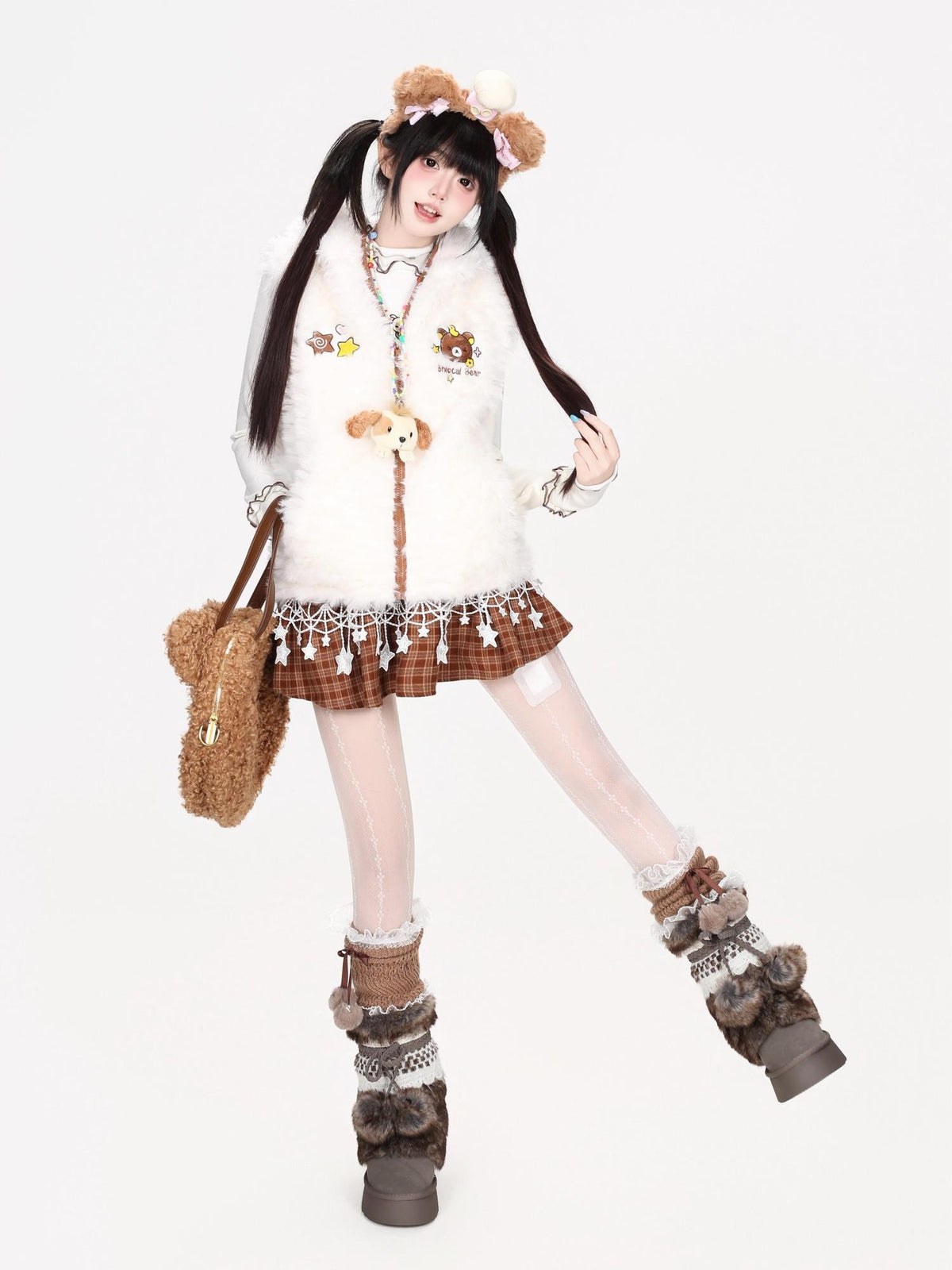 CRAZYGIRL Cute Fleece Bear Ear Hooded Zip Up Warm Women&