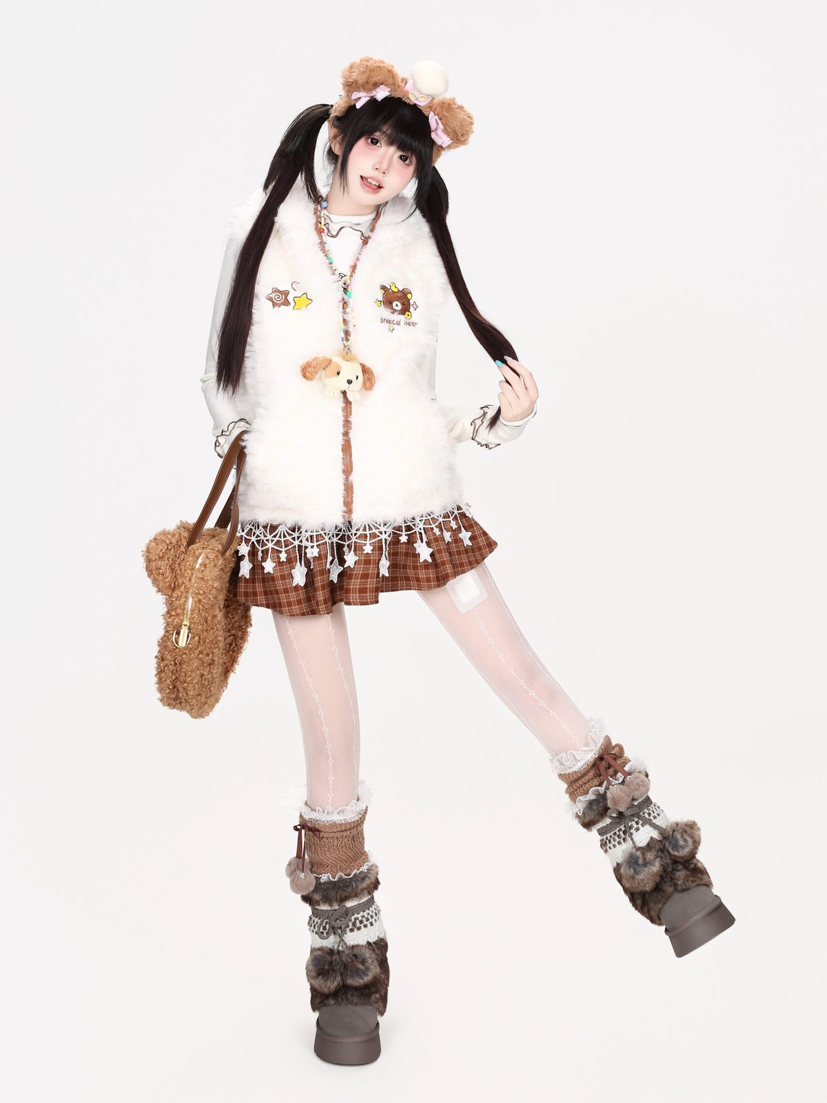 CRAZYGIRL Cute Fleece Bear Ear Hooded Zip Up Warm Women&