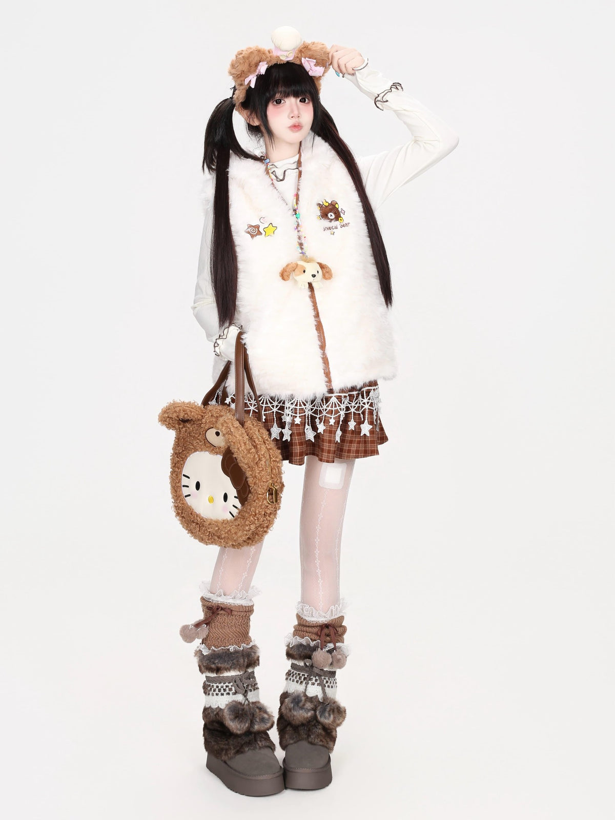 CRAZYGIRL Cute Fleece Bear Ear Hooded Zip Up Warm Women&