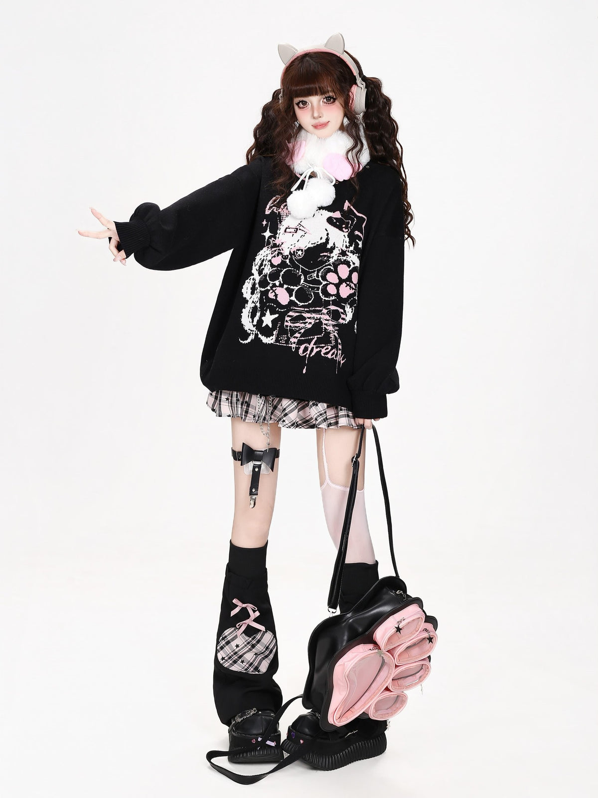 CRAZYGIRL Cute V-neck Loose Fit Long Sleeve Women&