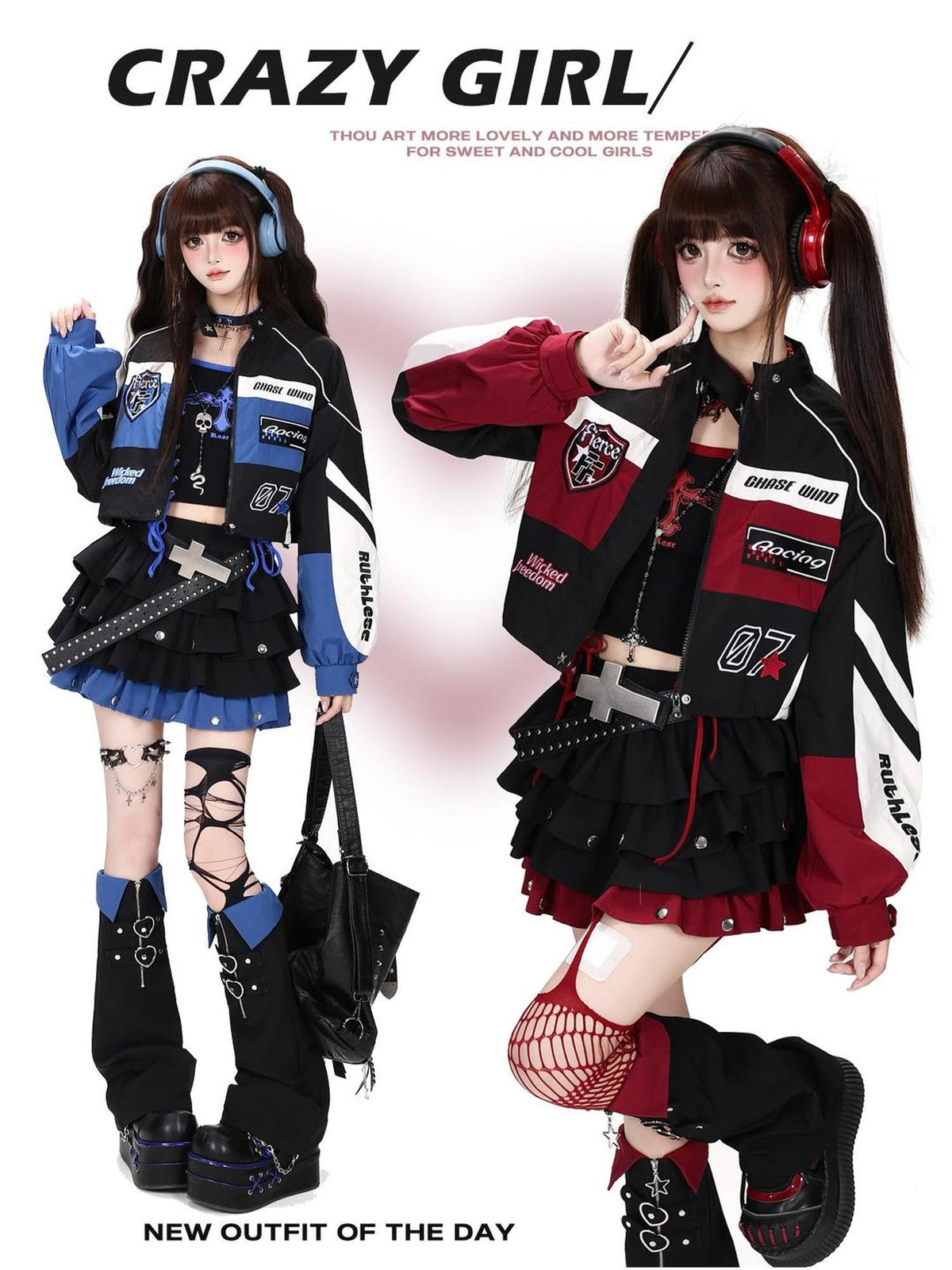 CRAZYGIRL Embroidered Striped Color Block Stand Collar Women&