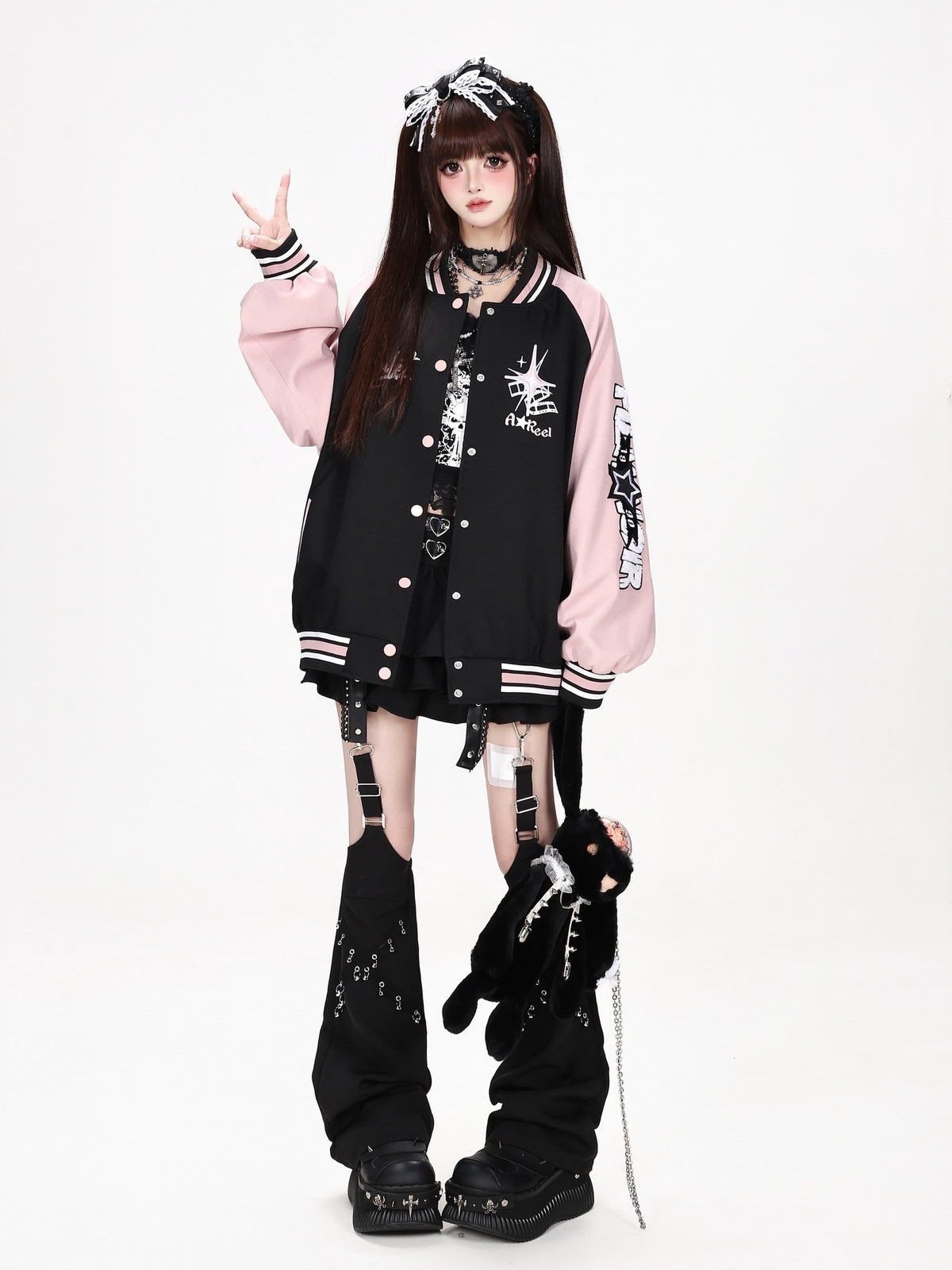 CRAZYGIRL Embroidered Striped Vintage Loose Hooded Raglan Women&