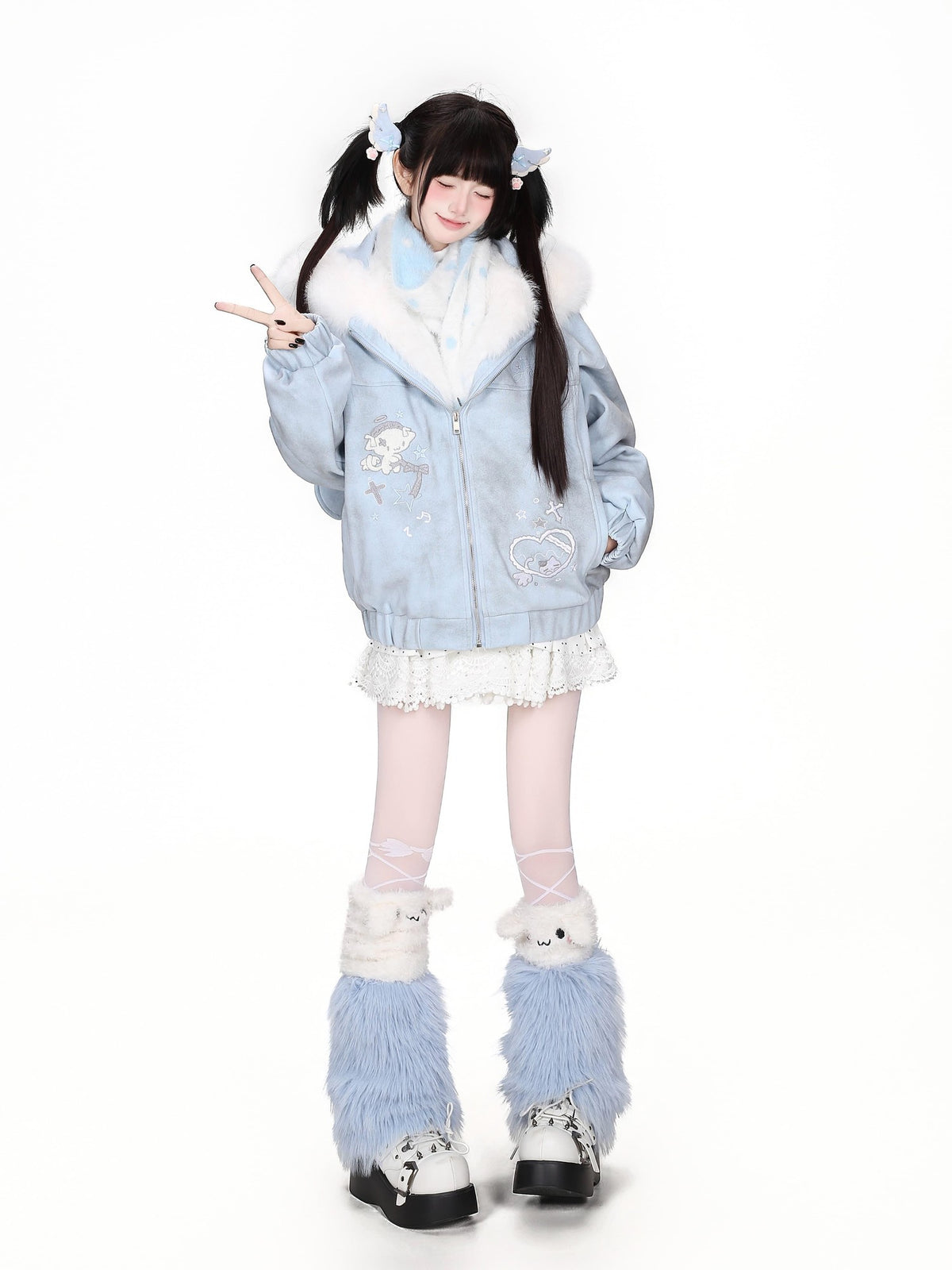 CRAZYGIRL Faux Suede Rabbit Ear Tie Dye Heart Hooded Women&