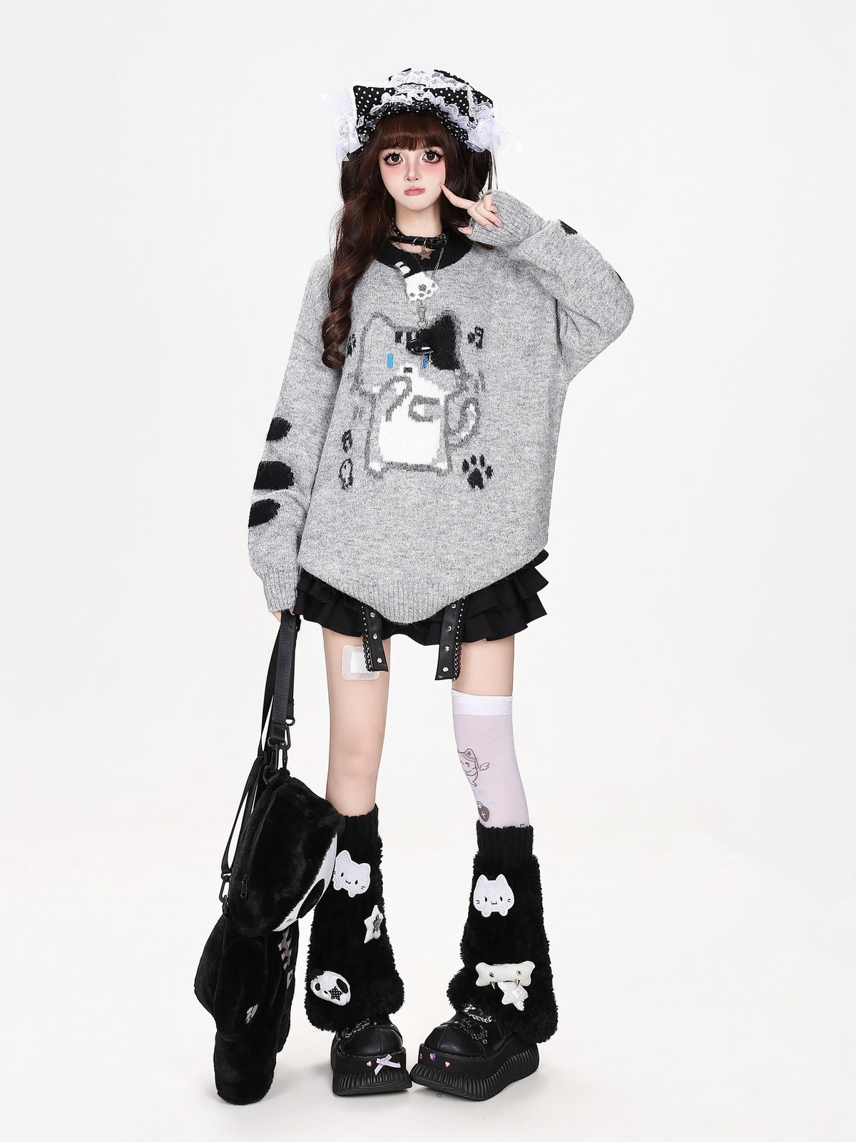 CRAZYGIRL Jacquard Cat Knit Women&