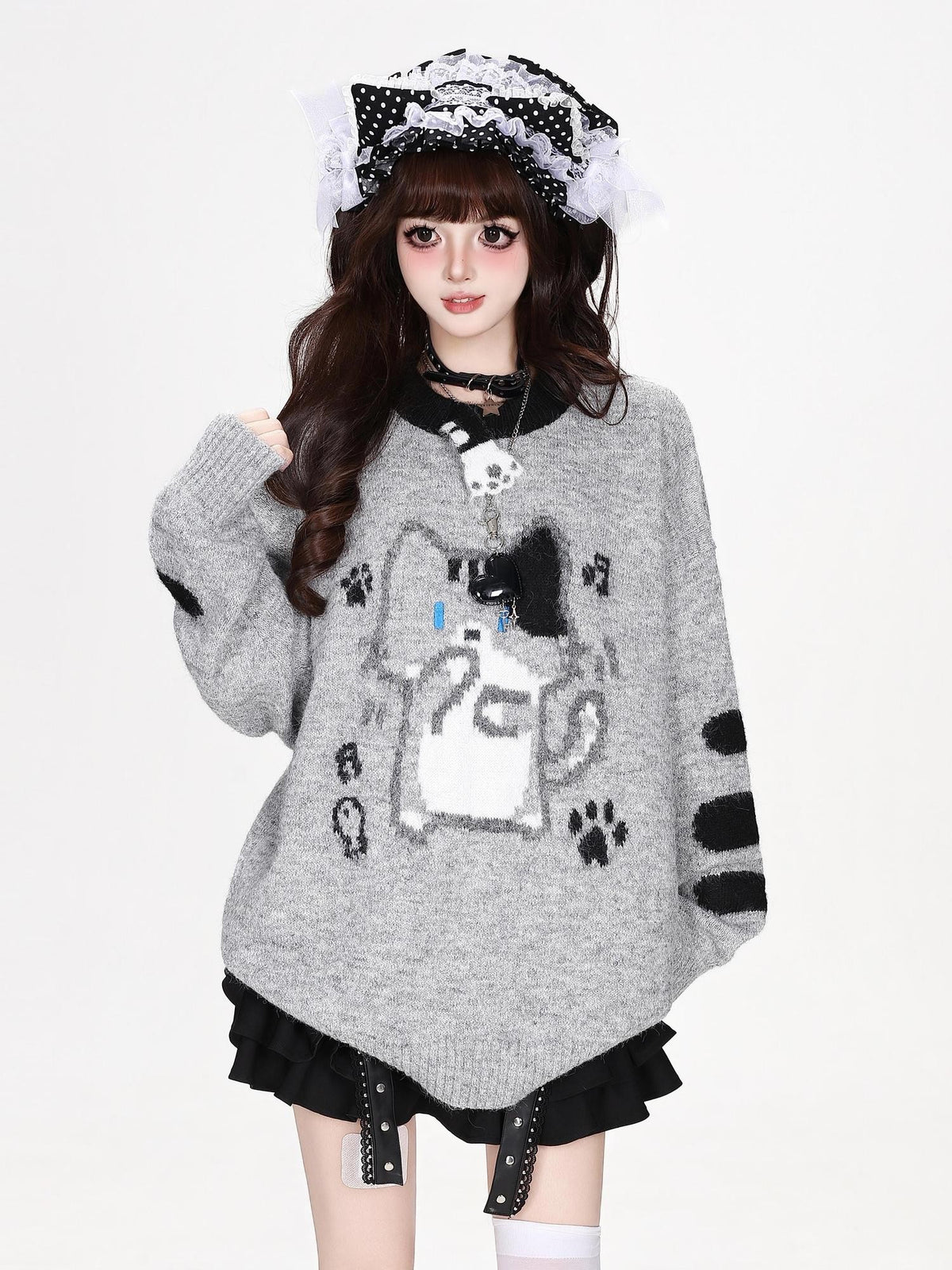 CRAZYGIRL Jacquard Cat Knit Women&