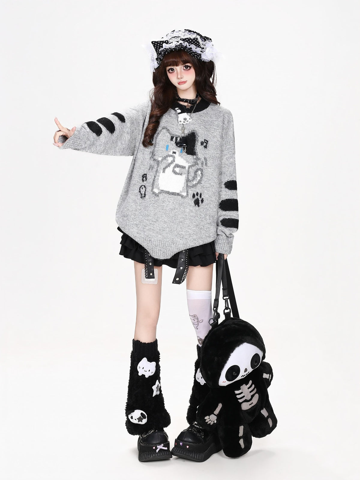 CRAZYGIRL Jacquard Cat Knit Women&