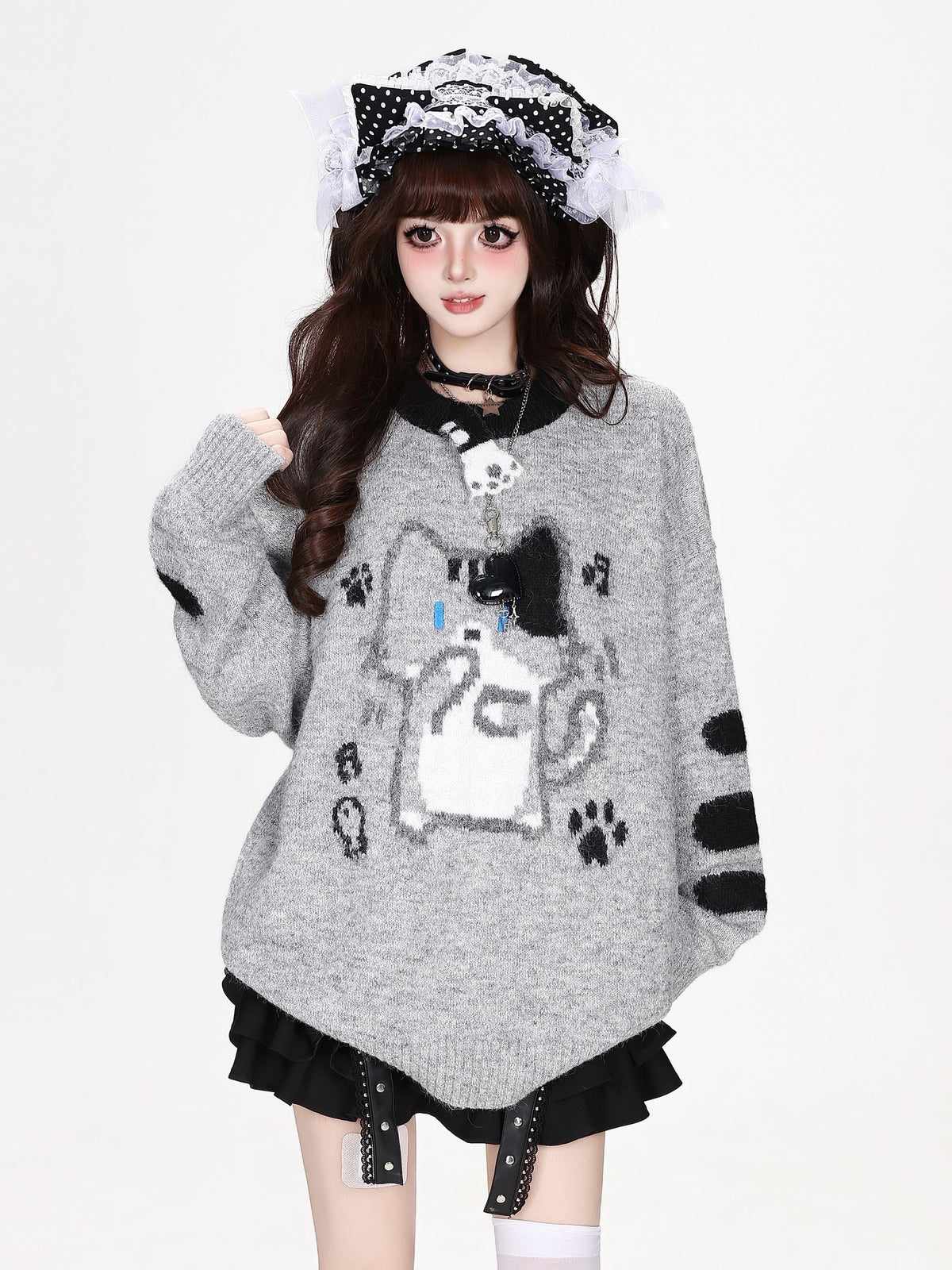 CRAZYGIRL Jacquard Cat Knit Women&