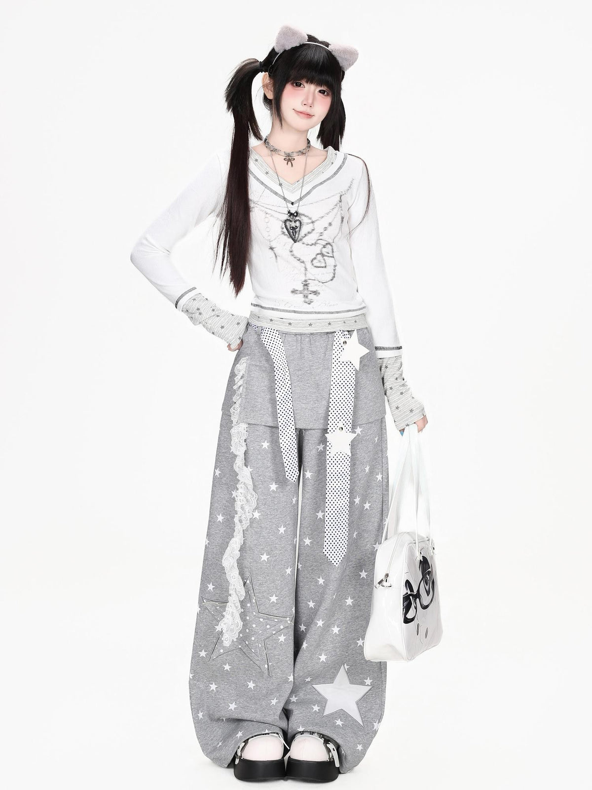 CRAZYGIRL Star Patch Belted High Waist Women&