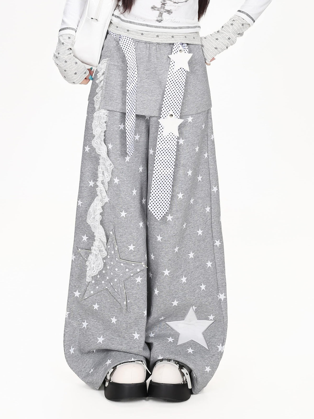 CRAZYGIRL Star Patch Belted High Waist Women&
