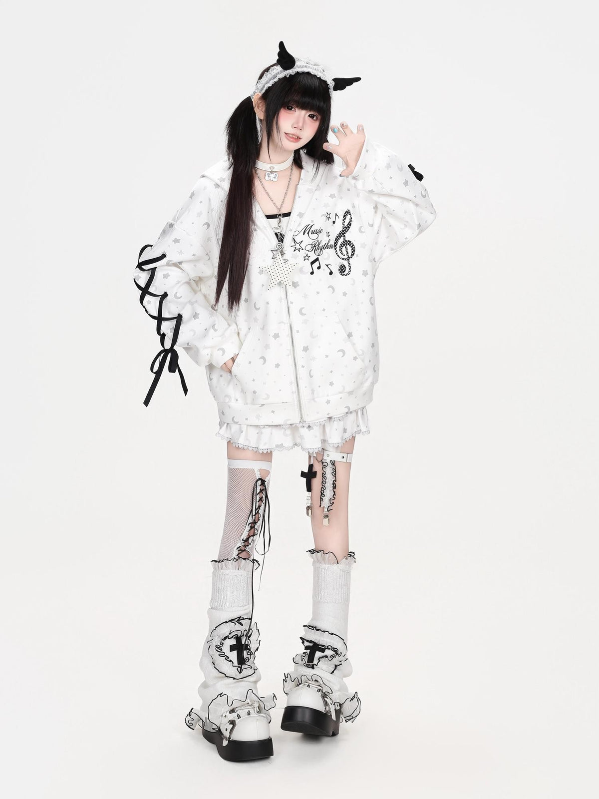 CRAZYGIRL Striped Fleece Lined Lantern Sleeve Hooded Loose Fit Women&