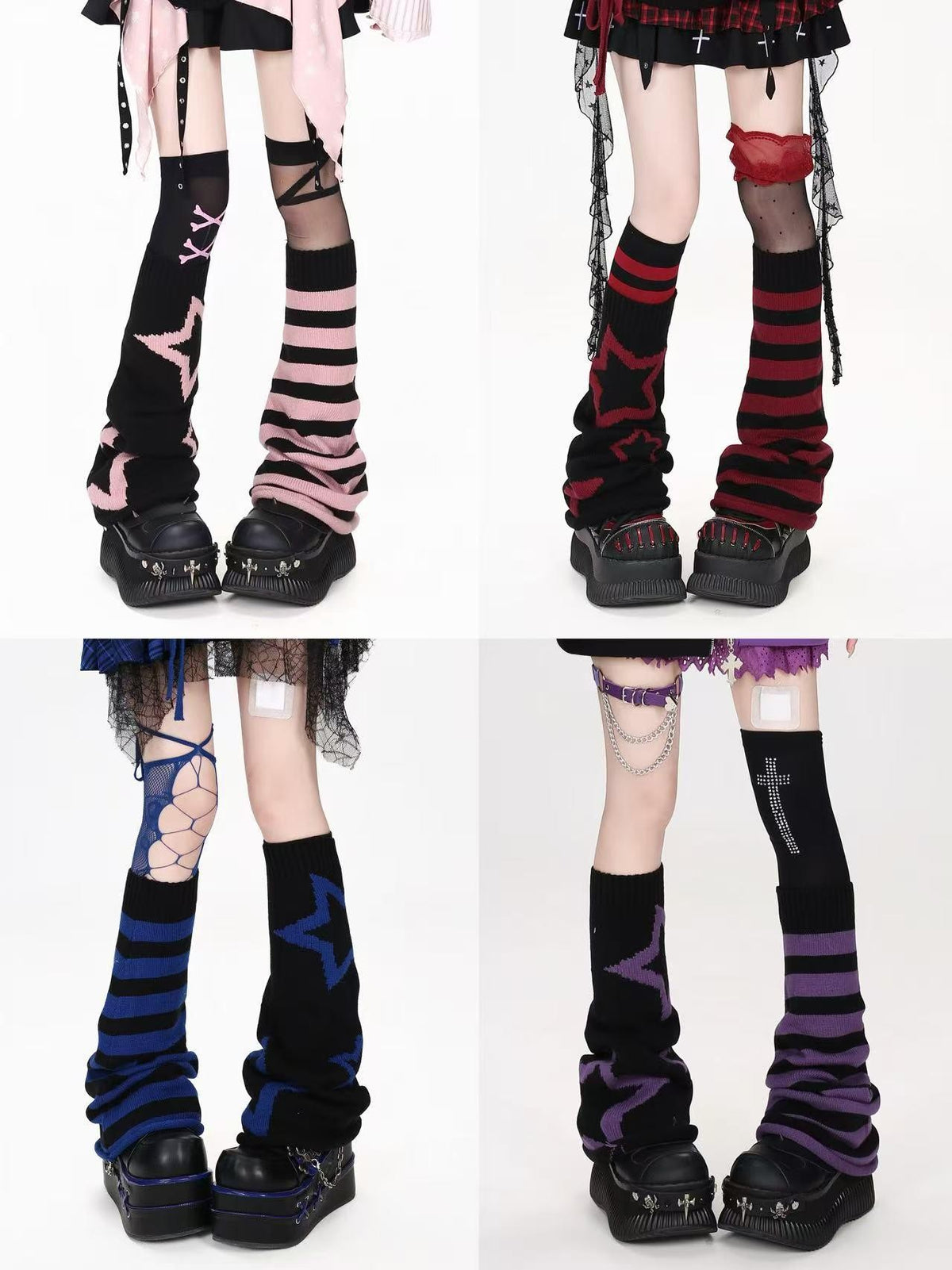 CRAZYGIRL Y2k Star Color Block Striped Knit Jacquard Women&