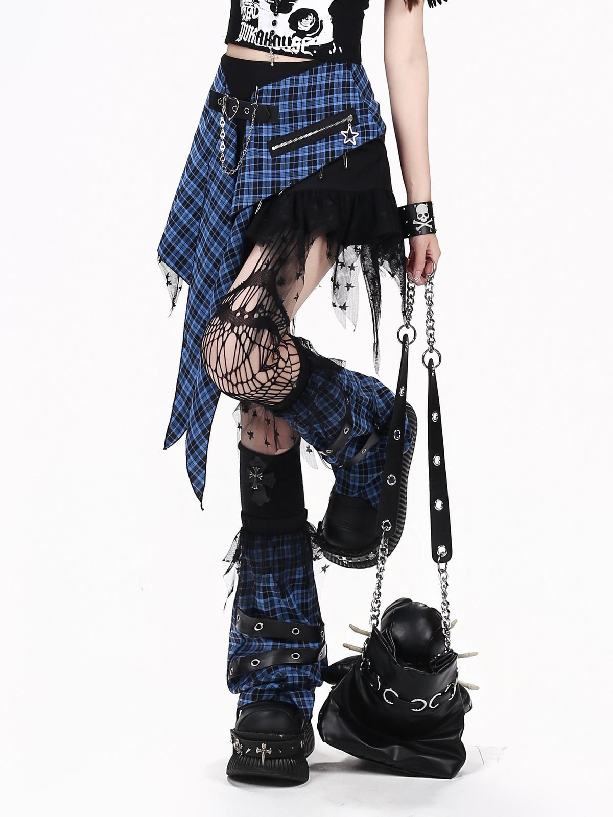 CRAZYGIRL Y2k Streetwear Patchwork High Waist Asymmetric Women&
