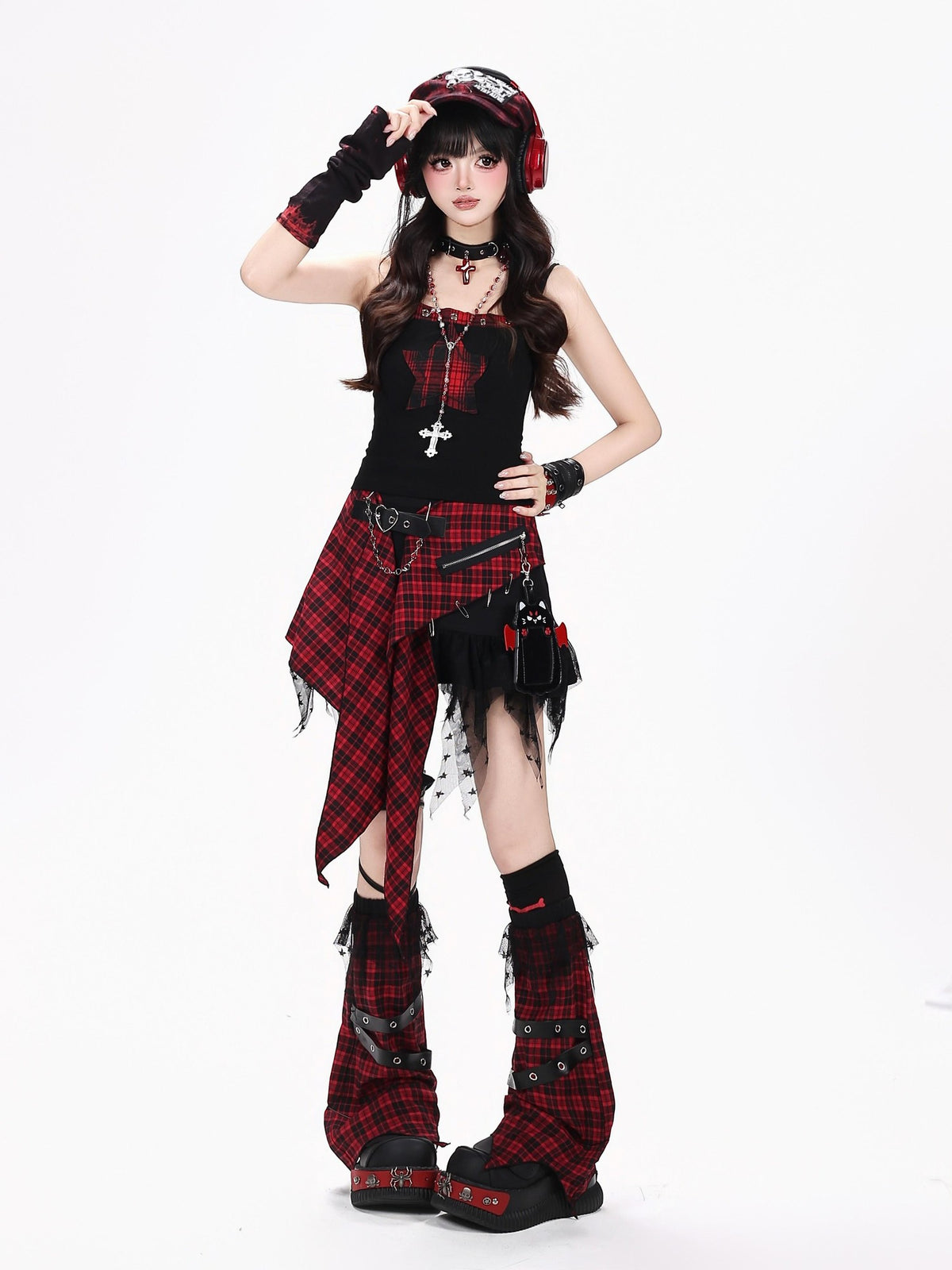 CRAZYGIRL Y2k Streetwear Patchwork High Waist Asymmetric Women&
