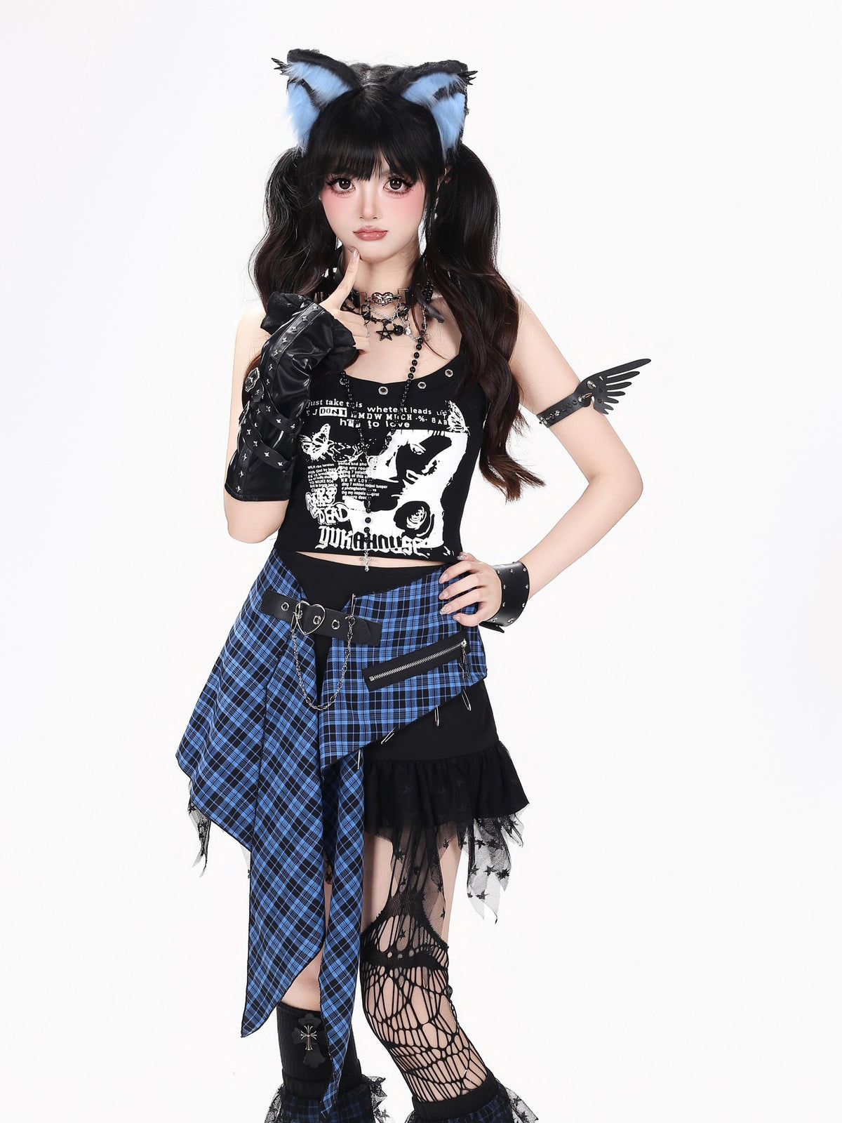 CRAZYGIRL Y2k Streetwear Patchwork High Waist Asymmetric Women&