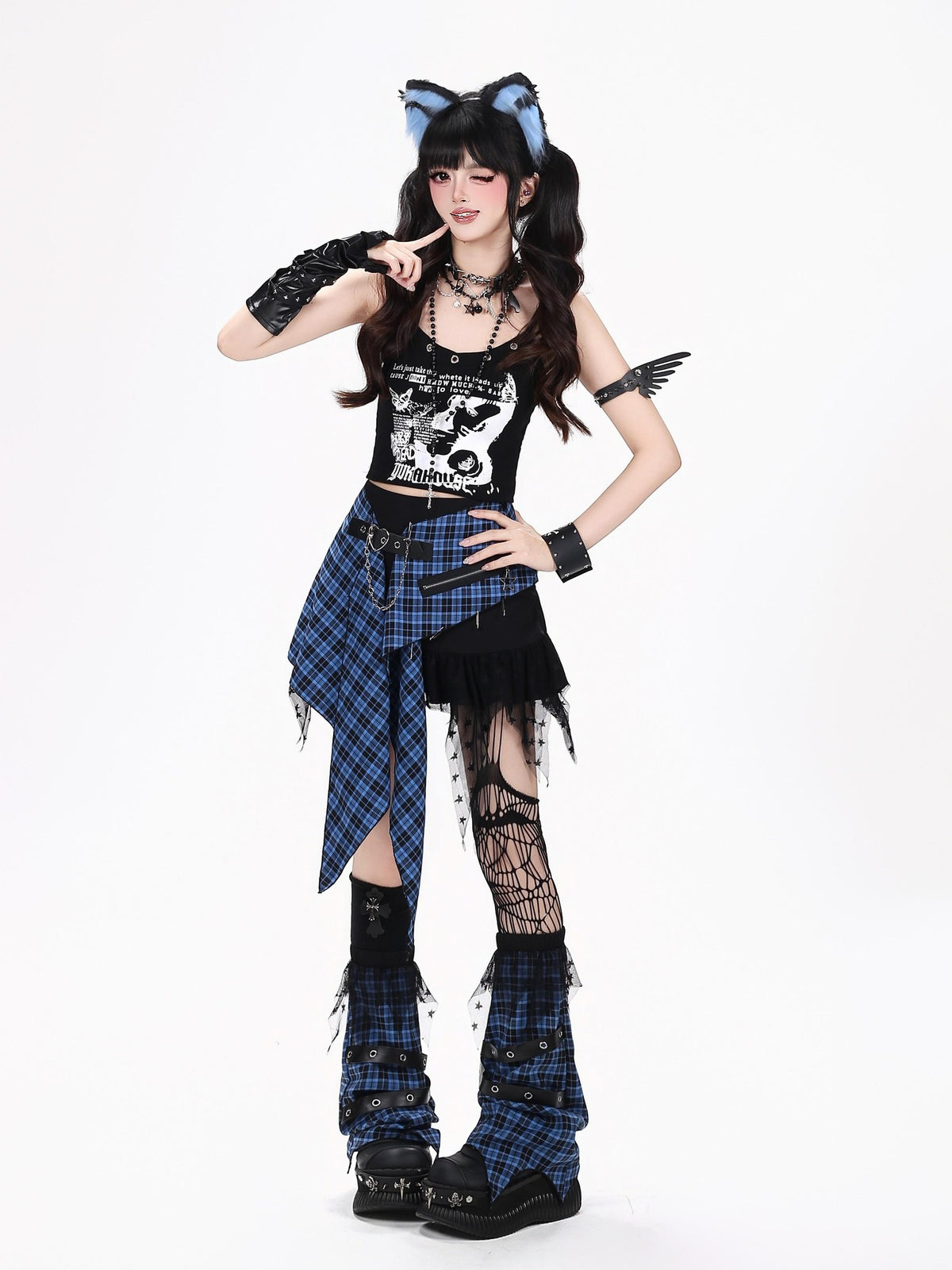 CRAZYGIRL Y2k Streetwear Patchwork High Waist Asymmetric Women&