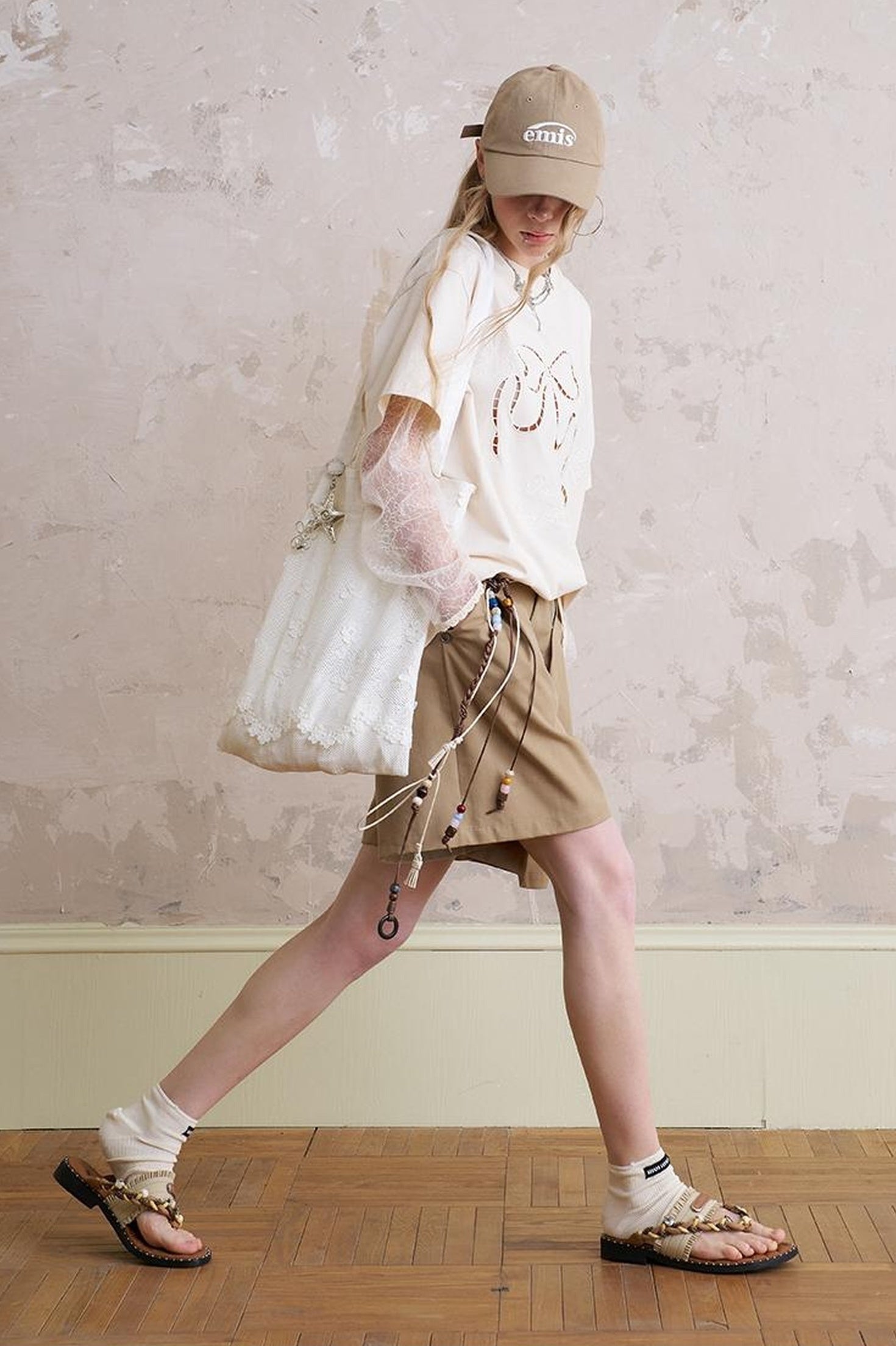 DIDDI MODA Casual Pleated Wide Leg Mid Shorts