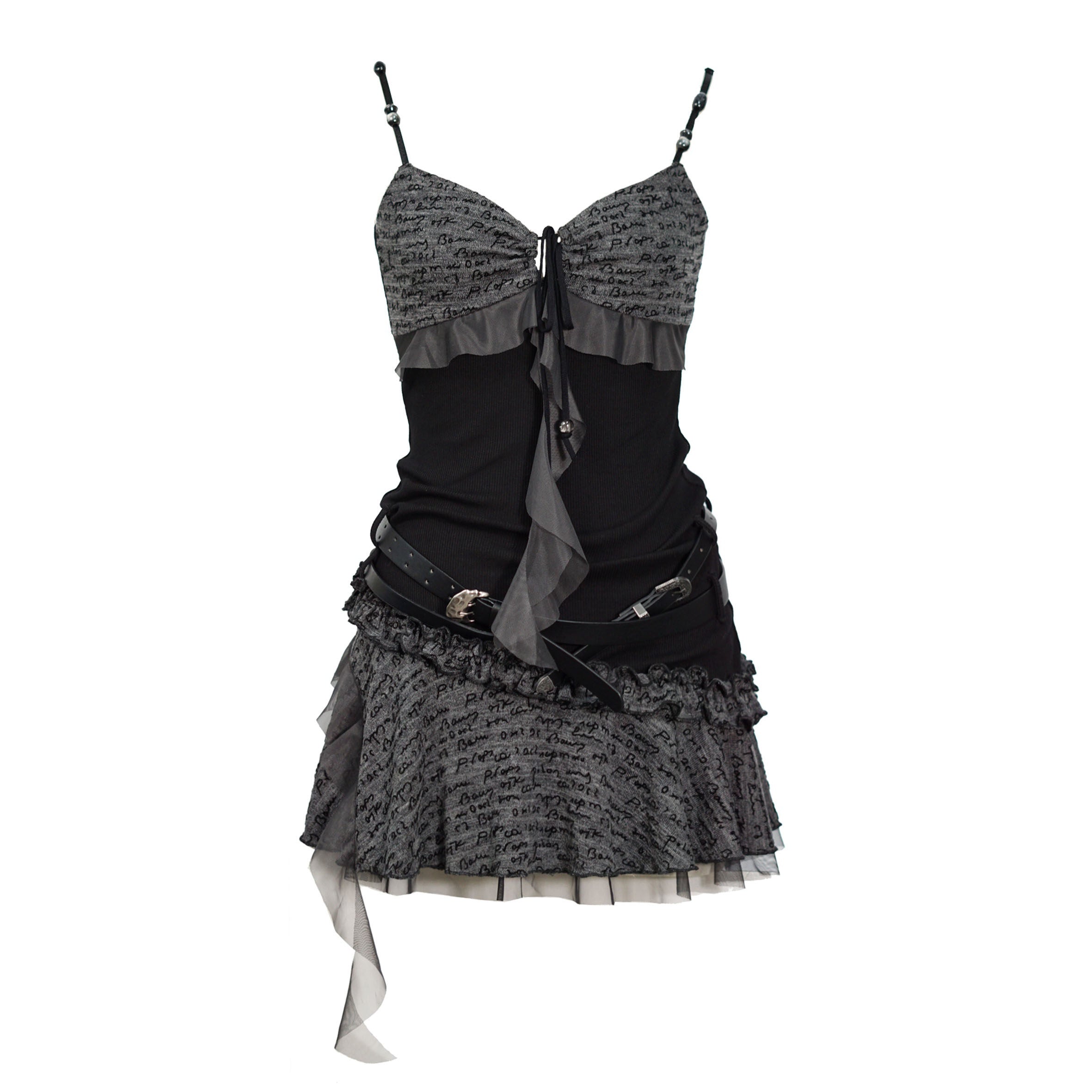 Cest_Nous_A_Line_Ruched_Tie_Belt_Mesh_Panel_Ruffle_Women&