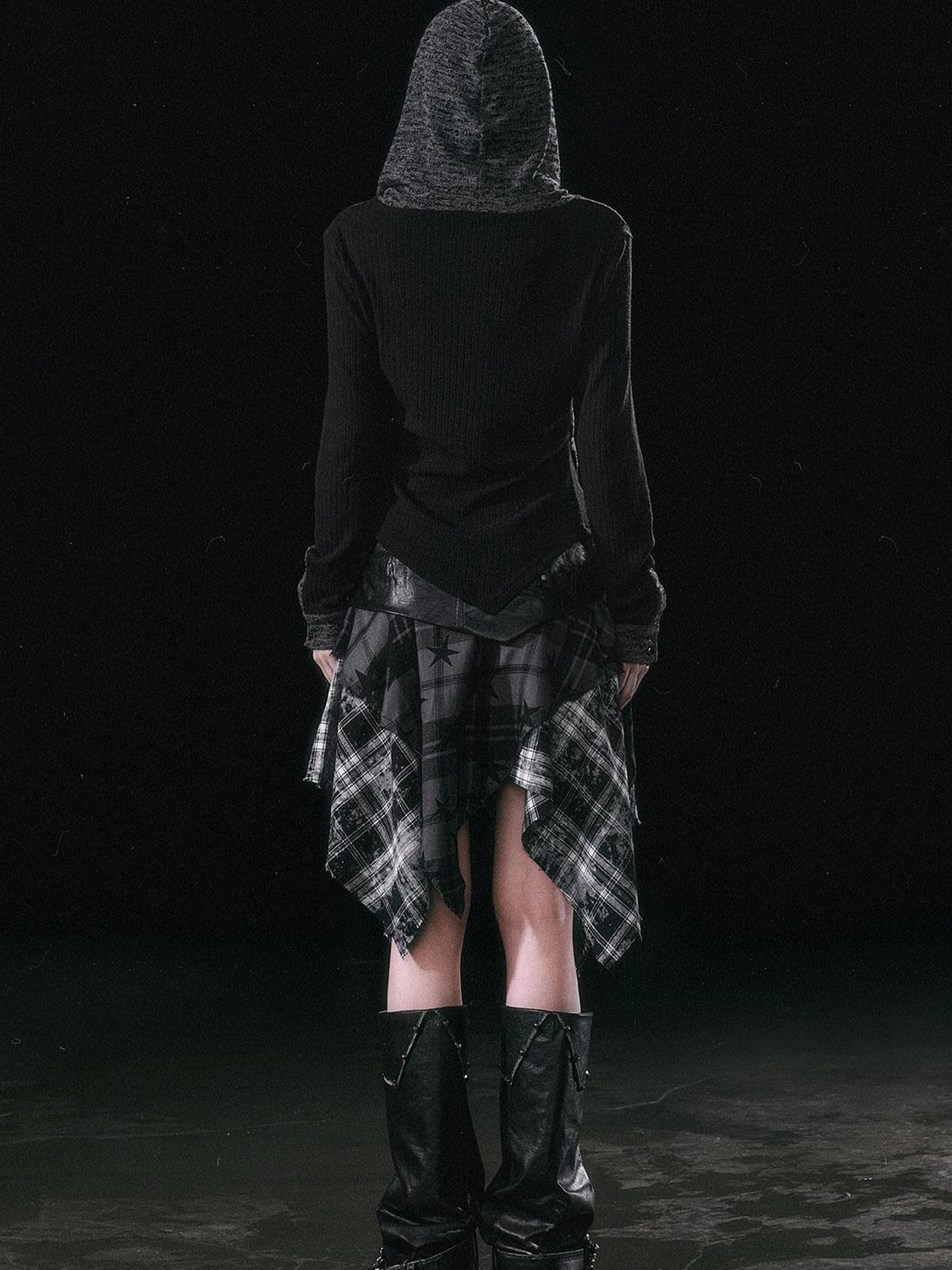 Update Cest Nous Asymmetrical Hooded Knit Top