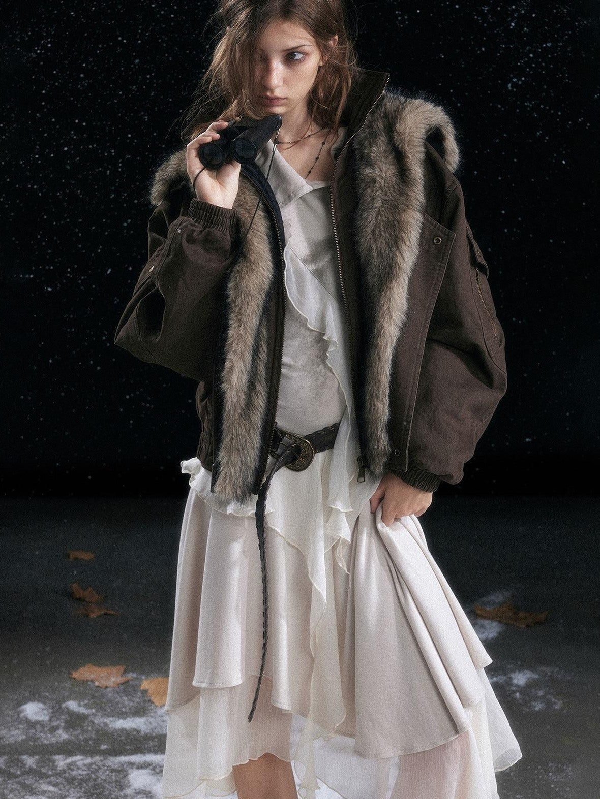 Cest Nous Edgy Punk Irregular Hem Printed Rayon Patchwork Slim Fit Ladies Midi Dresses