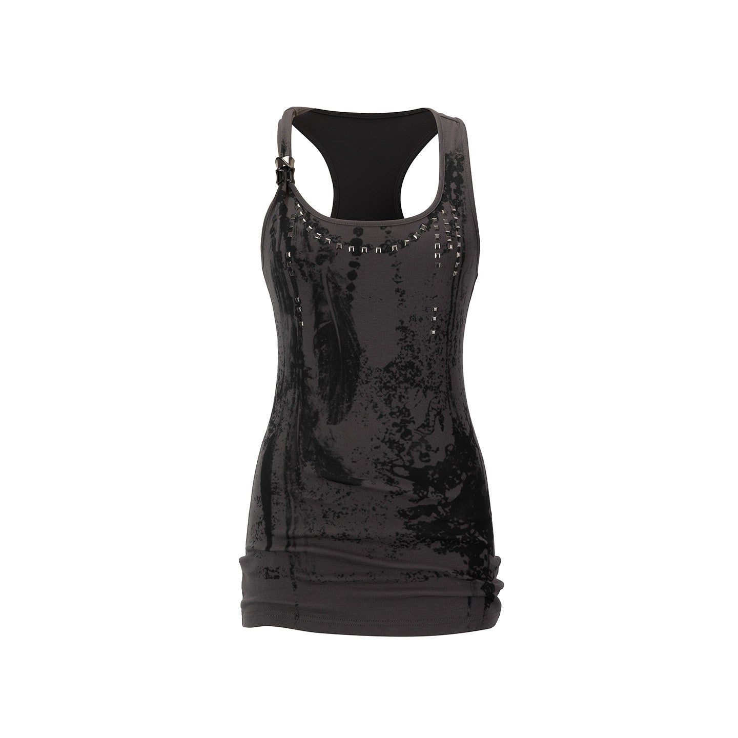 Cest_Nous_Feather_Chain_Metal_Buckle_Mottled_Print_Slim_Fit_Women&