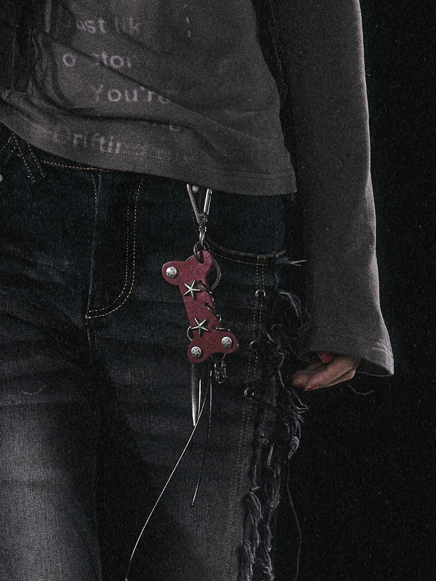 Update Cest Nous Punk Bone Leather Keychain Escape In Rain