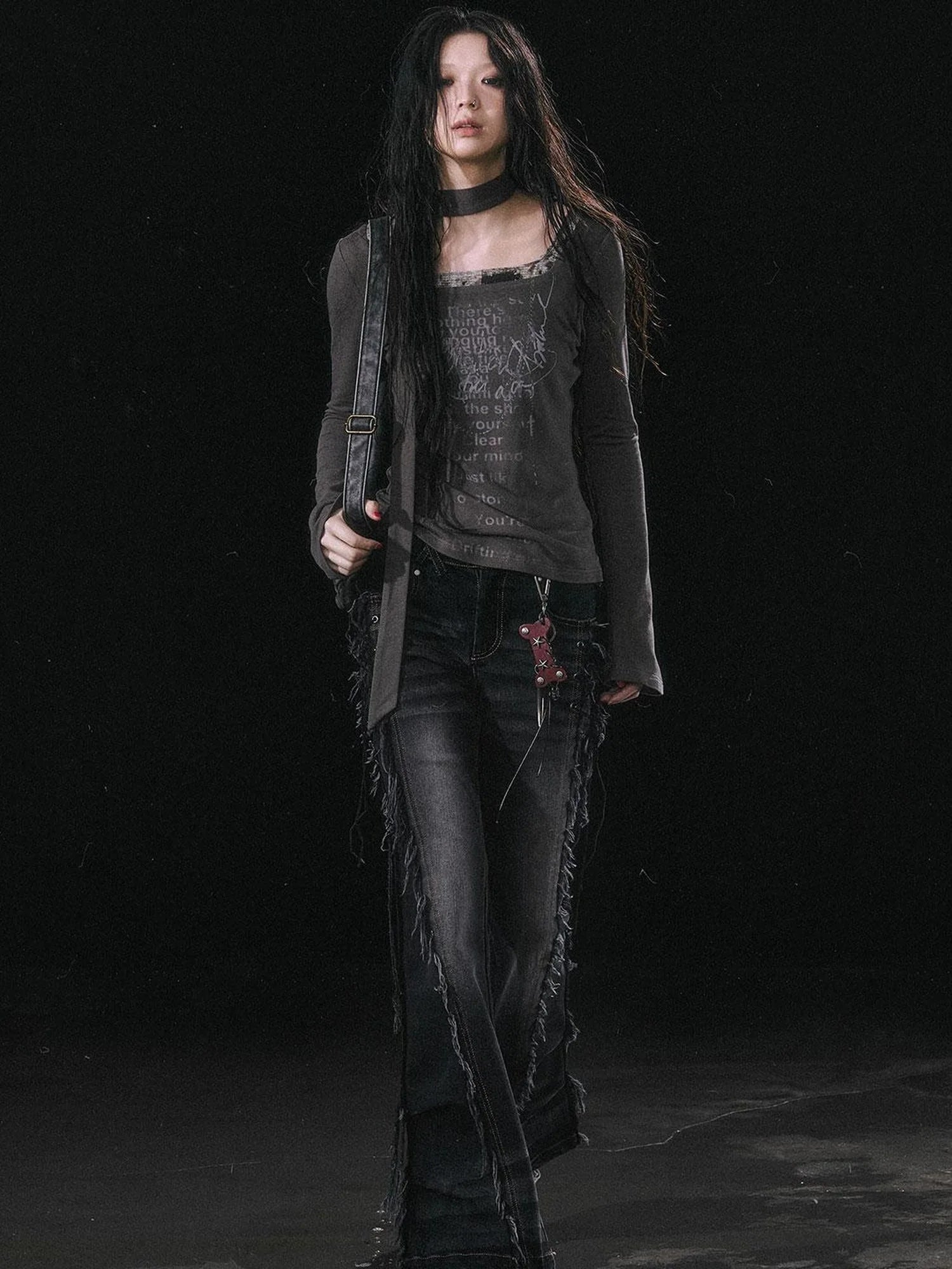 Punk Bone Leather Keychain