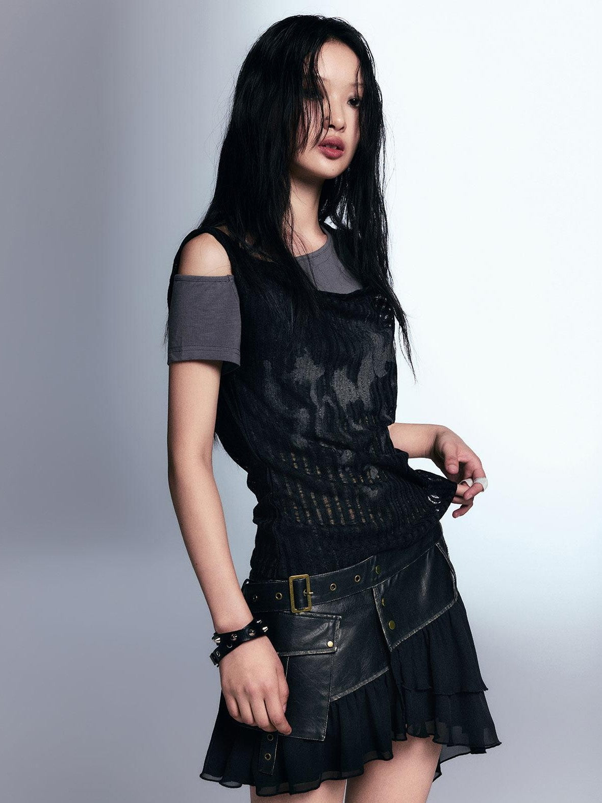 Cest Nous Punk Graffiti Asymmetric Faux Women&