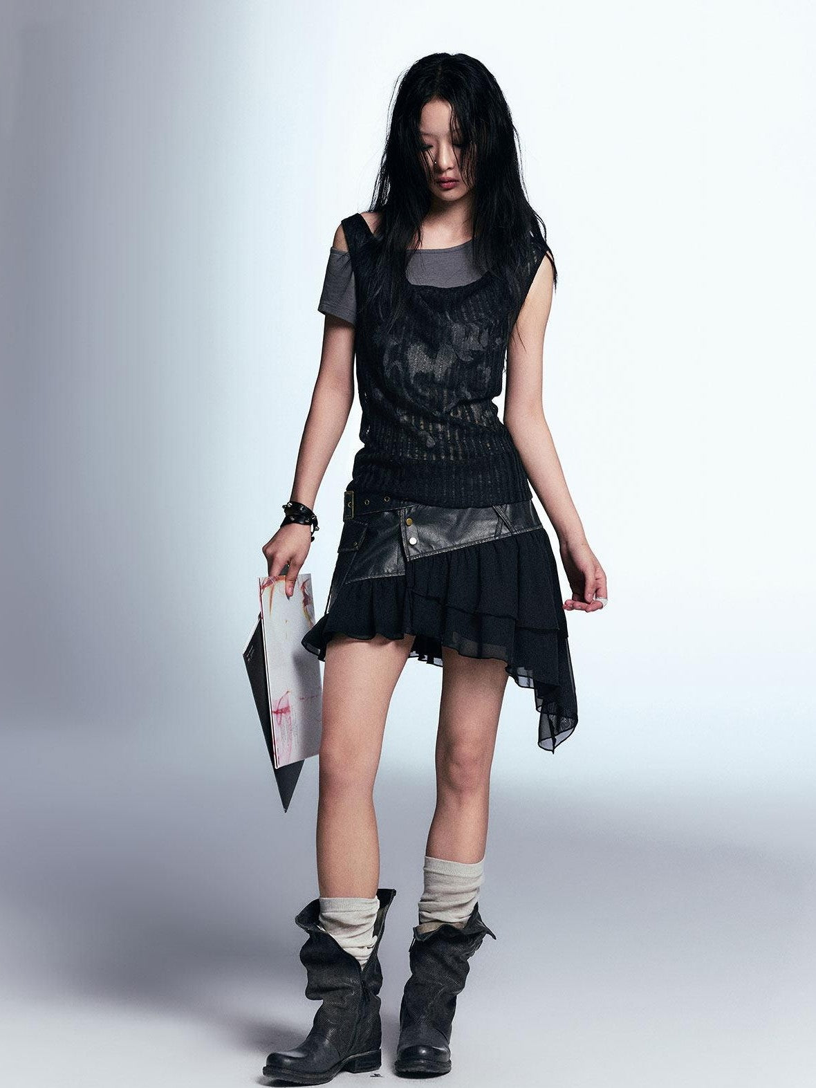 Cest Nous Punk Graffiti Asymmetric Faux Women&
