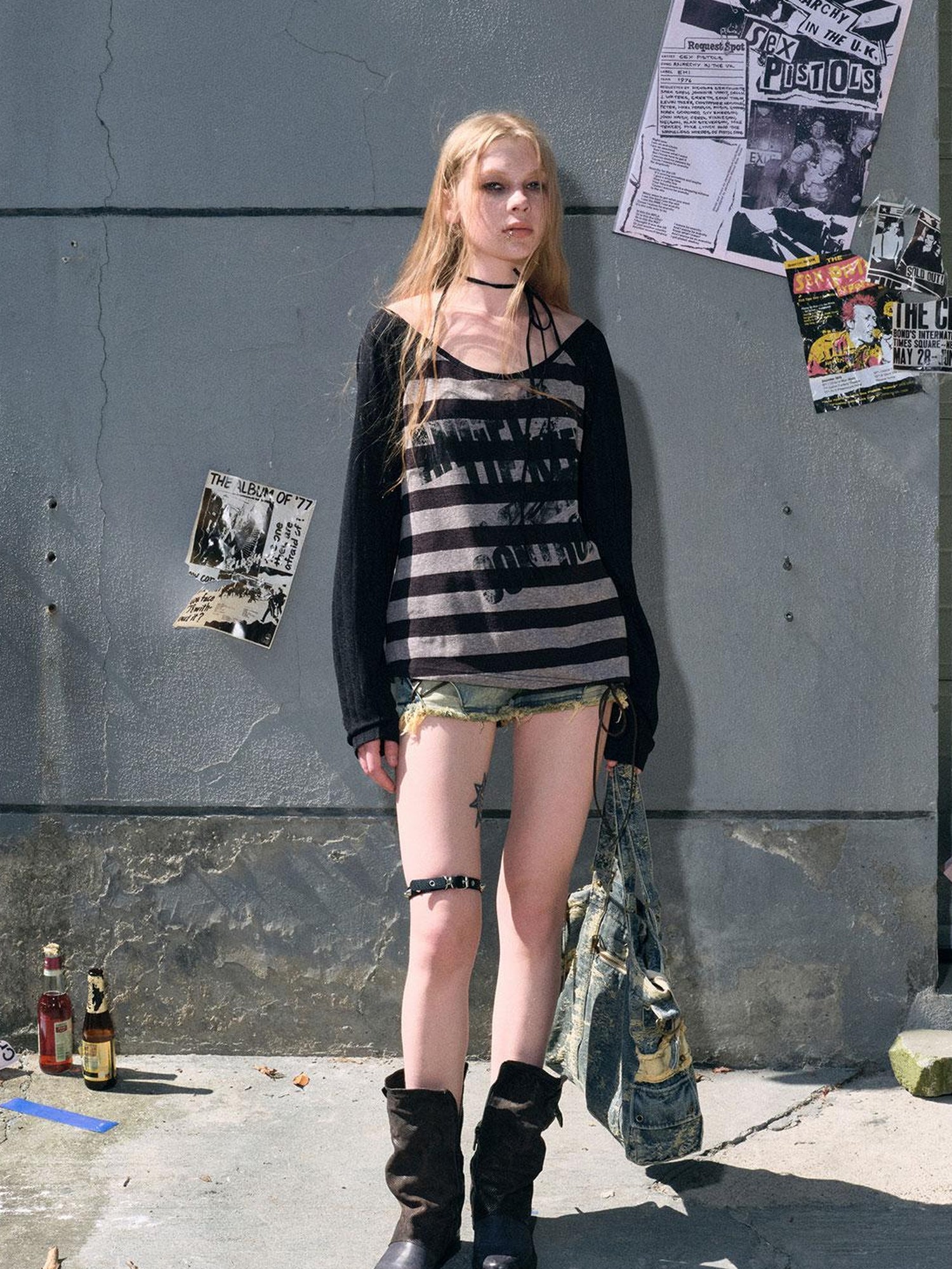 Cest Nous Punk Graffiti Sheer Mesh Sun Protection Top