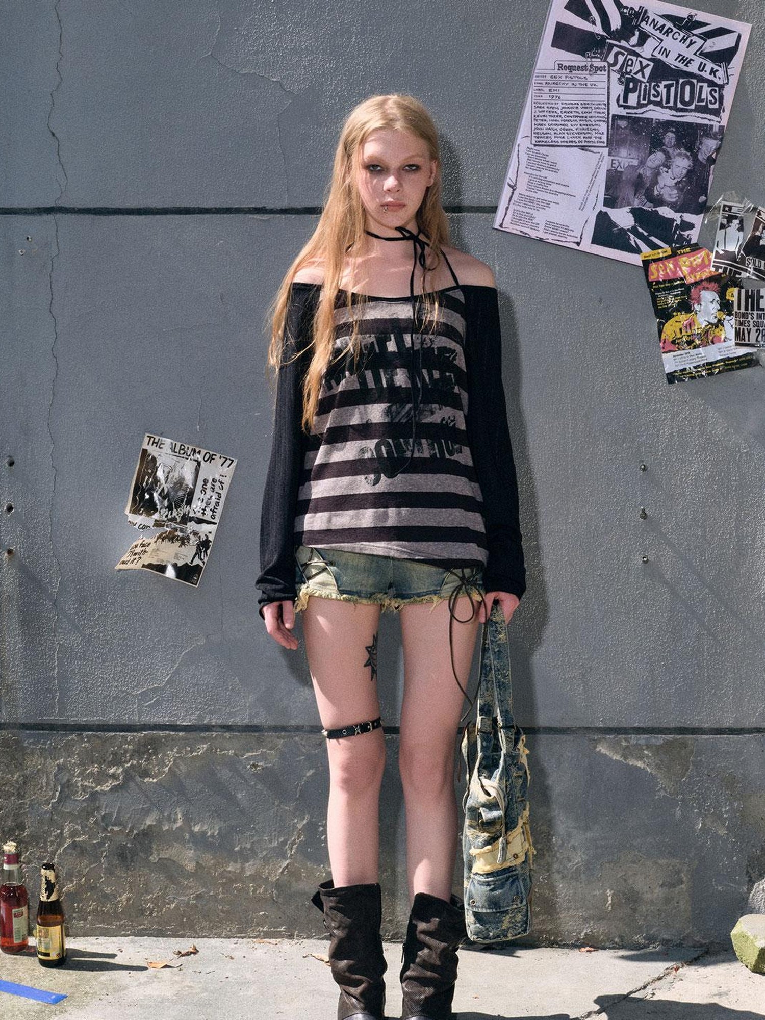 Cest Nous Punk Graffiti Sheer Mesh Sun Protection Top
