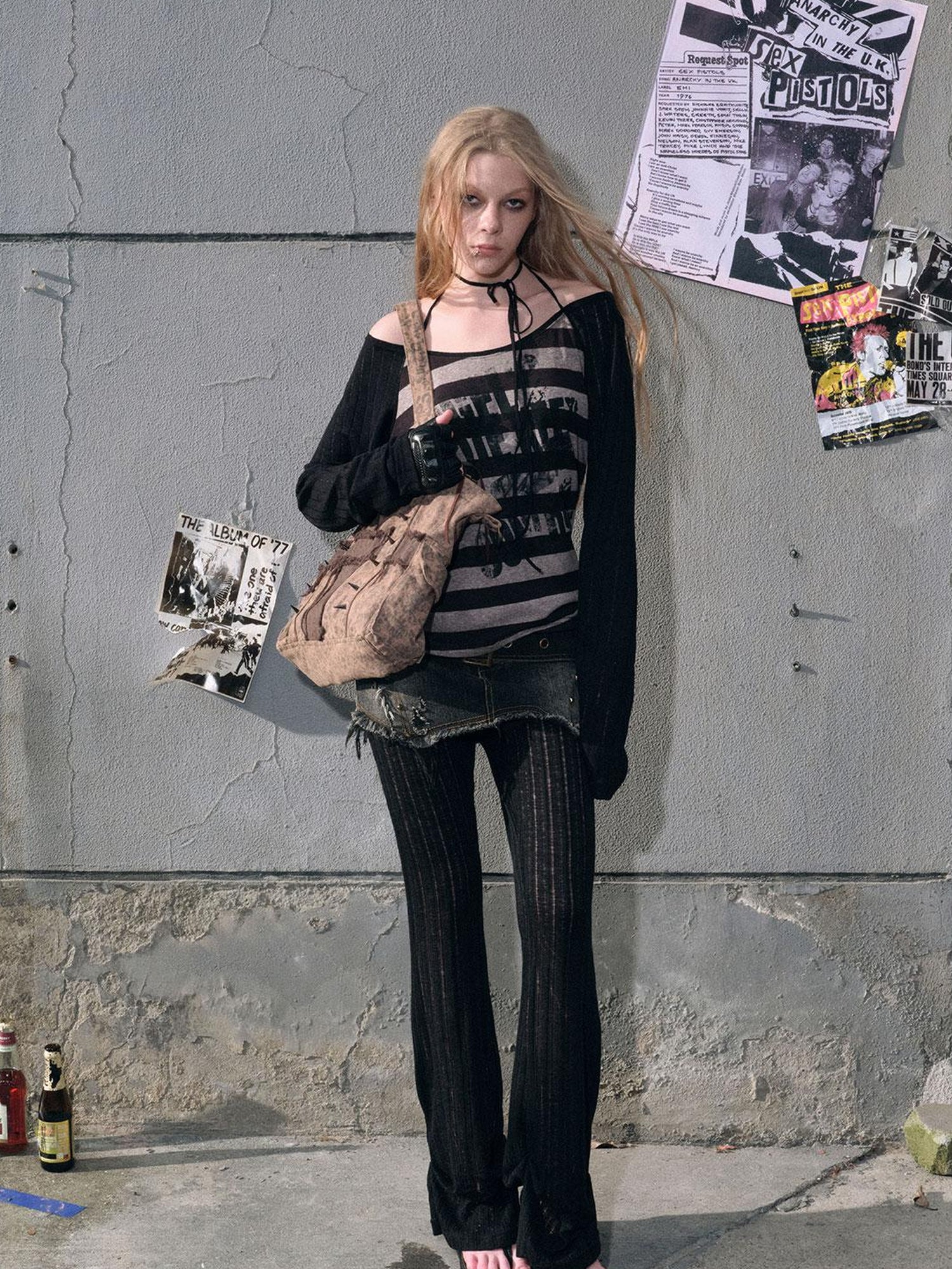 Cest Nous Punk Graffiti Sheer Mesh Sun Protection Top