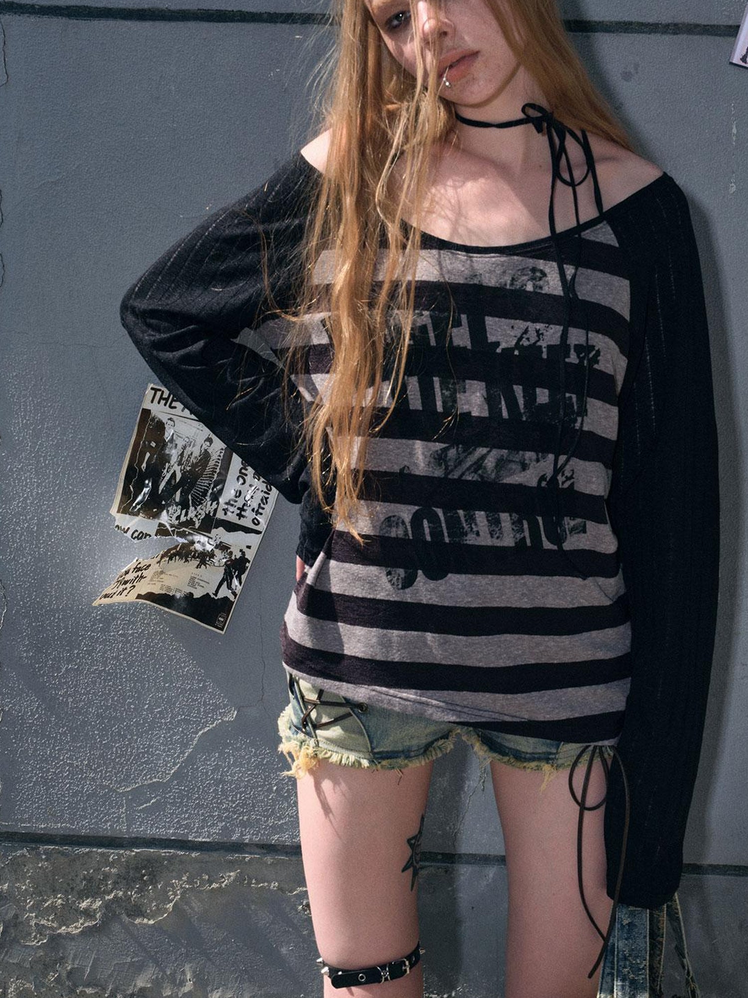 Cest Nous Punk Graffiti Sheer Mesh Sun Protection Top