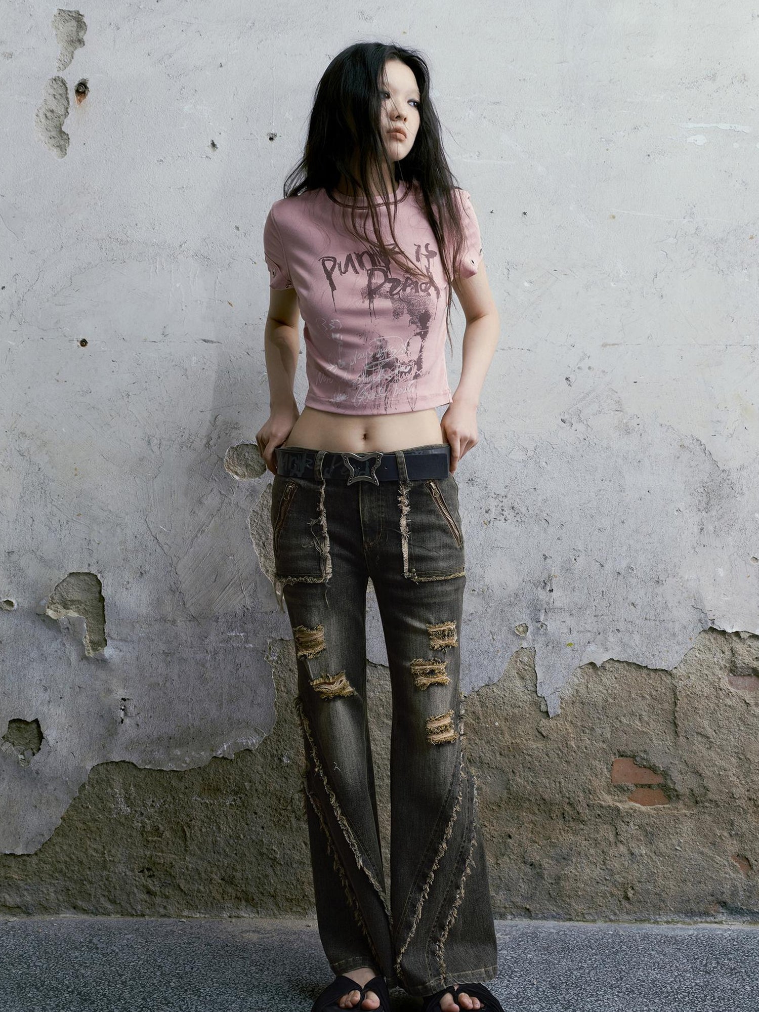 Cest Nous Punk Is Dead Vintage Butterfly Buckle Belt