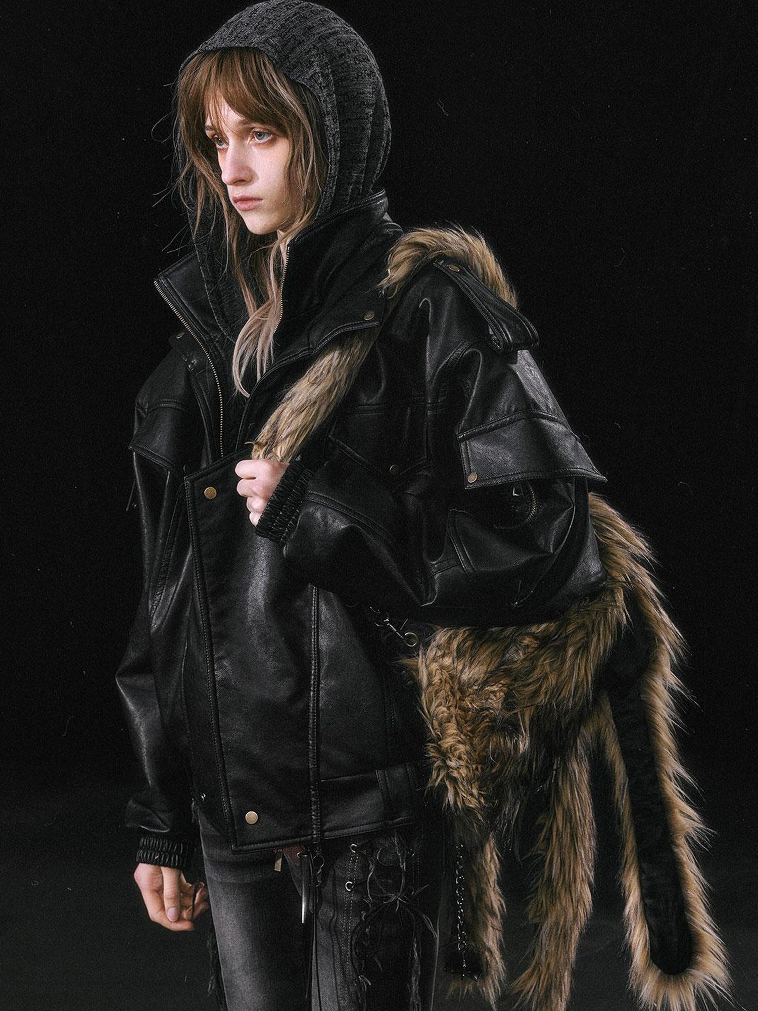 Update Cest Nous Punk Rabbit Ear Faux Fur Backpack