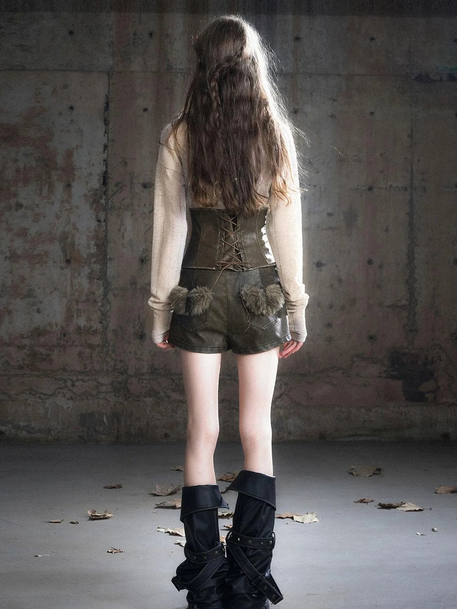 Retro Knight Corset Top With Striped Draped Neck