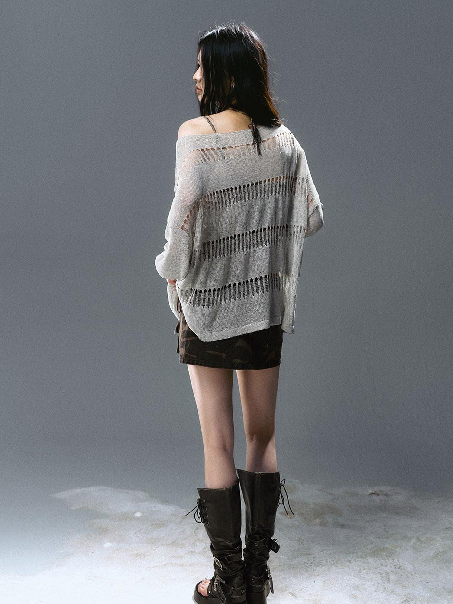 Update Cest Nous Sea Witch Linen Knit Top With Hollow Cut