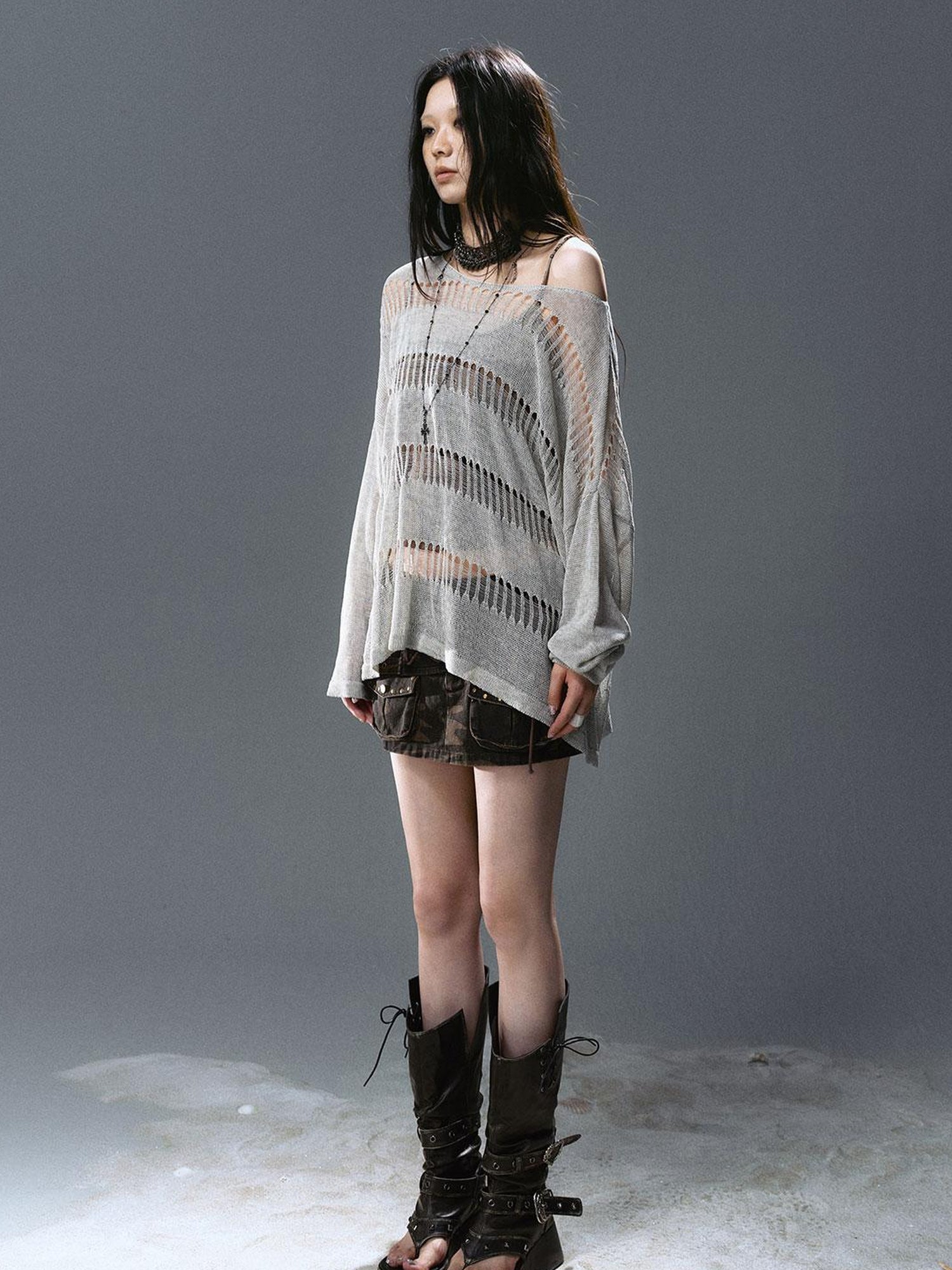 Update Cest Nous Sea Witch Linen Knit Top With Hollow Cut