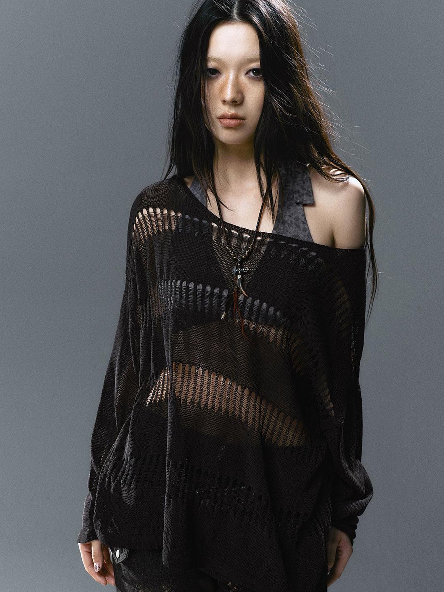 Update Cest Nous Sea Witch Linen Knit Top With Hollow Cut