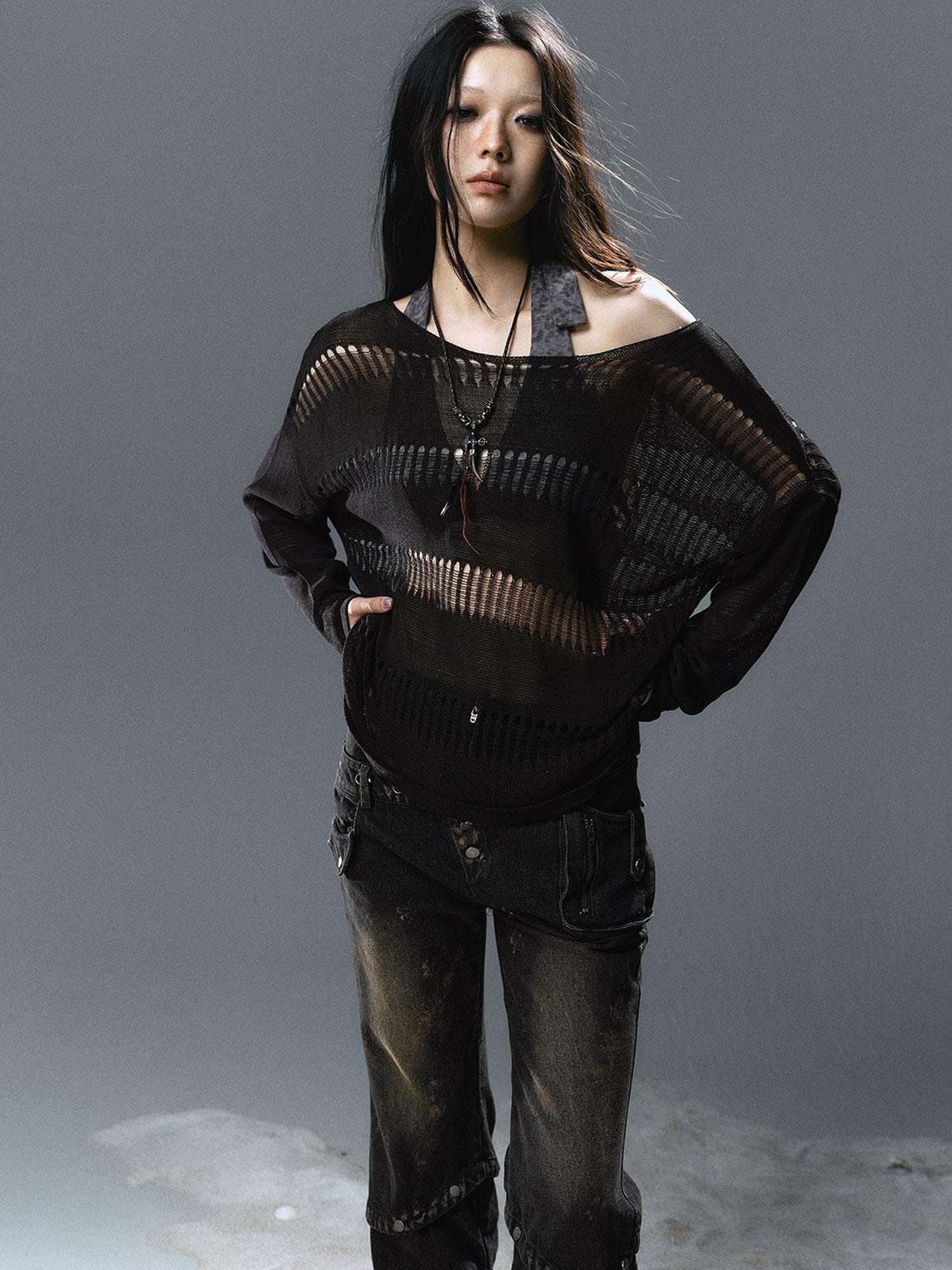 Update Cest Nous Sea Witch Linen Knit Top With Hollow Cut