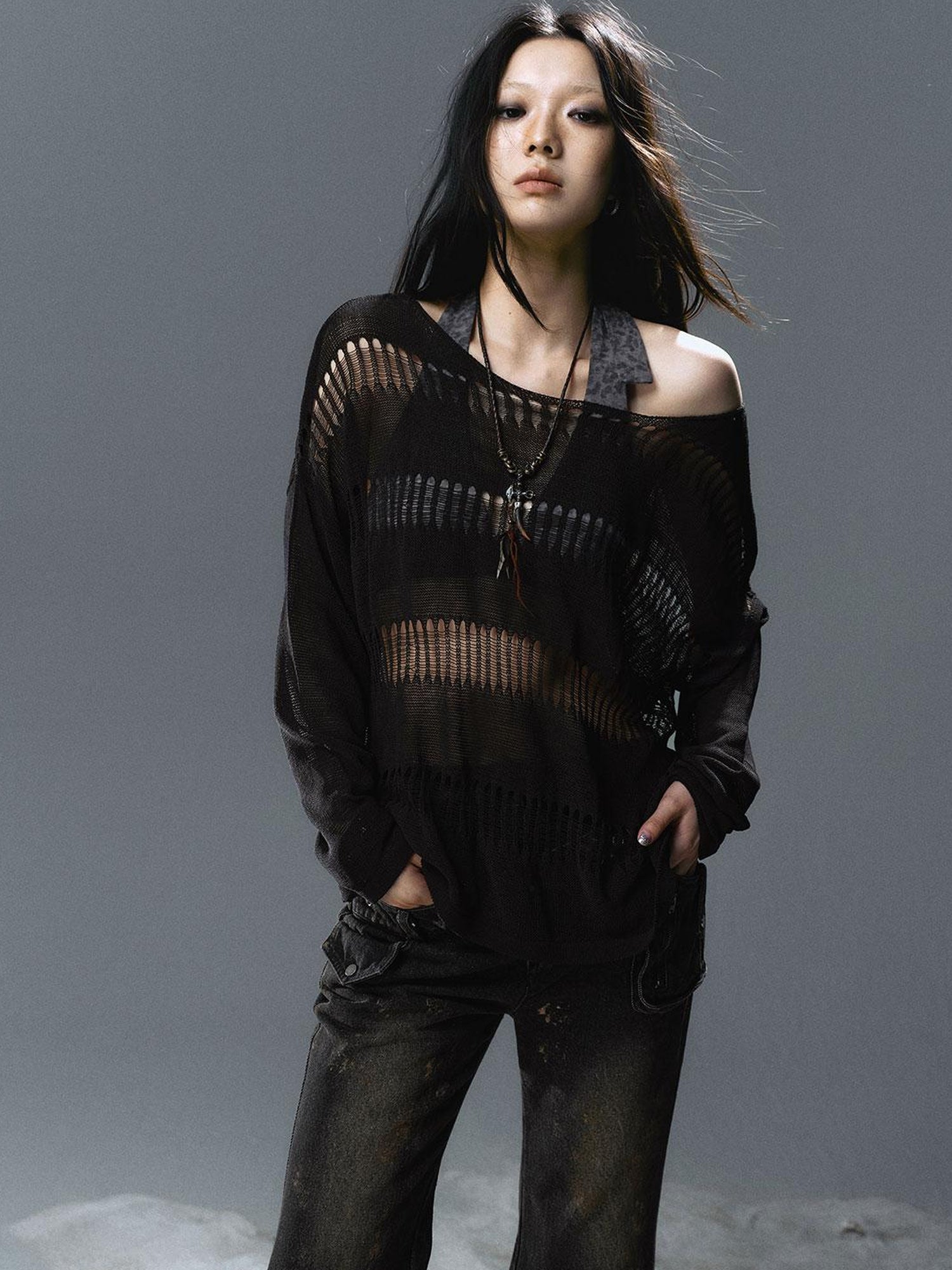 Update Cest Nous Sea Witch Linen Knit Top With Hollow Cut