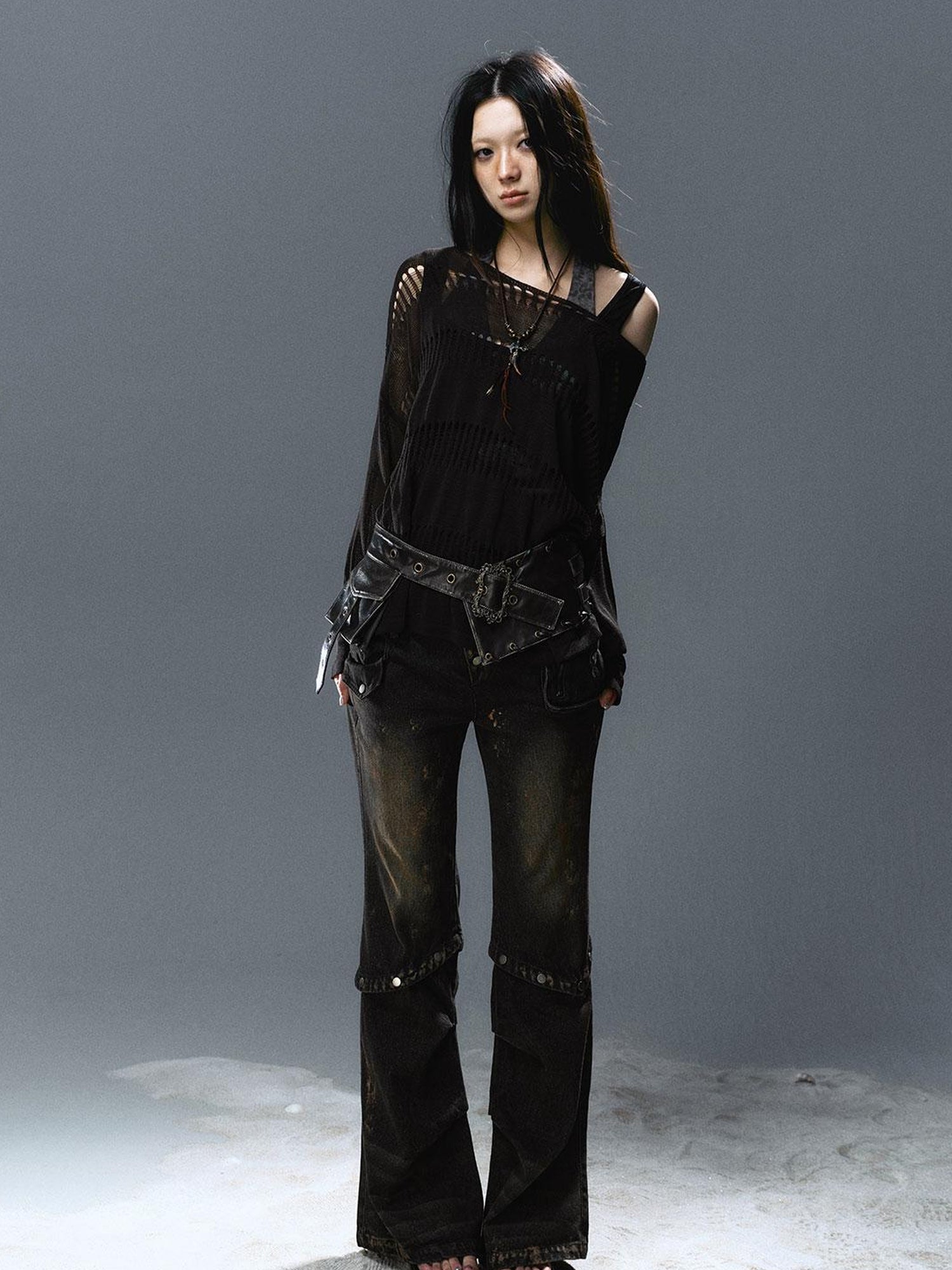 Update Cest Nous Sea Witch Linen Knit Top With Hollow Cut