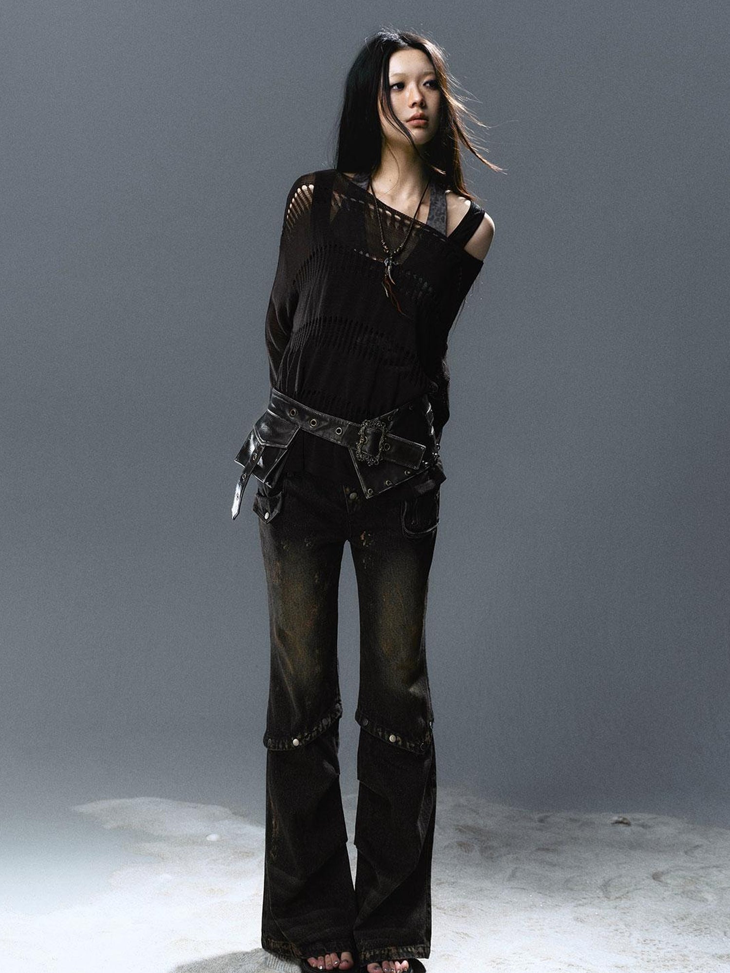 Update Cest Nous Sea Witch Linen Knit Top With Hollow Cut