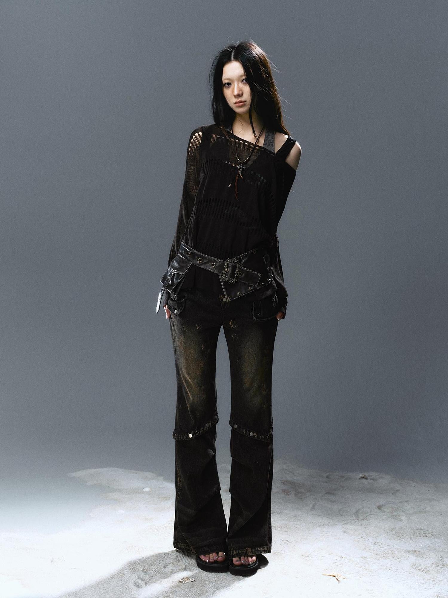 Update Cest Nous Sea Witch Linen Knit Top With Hollow Cut