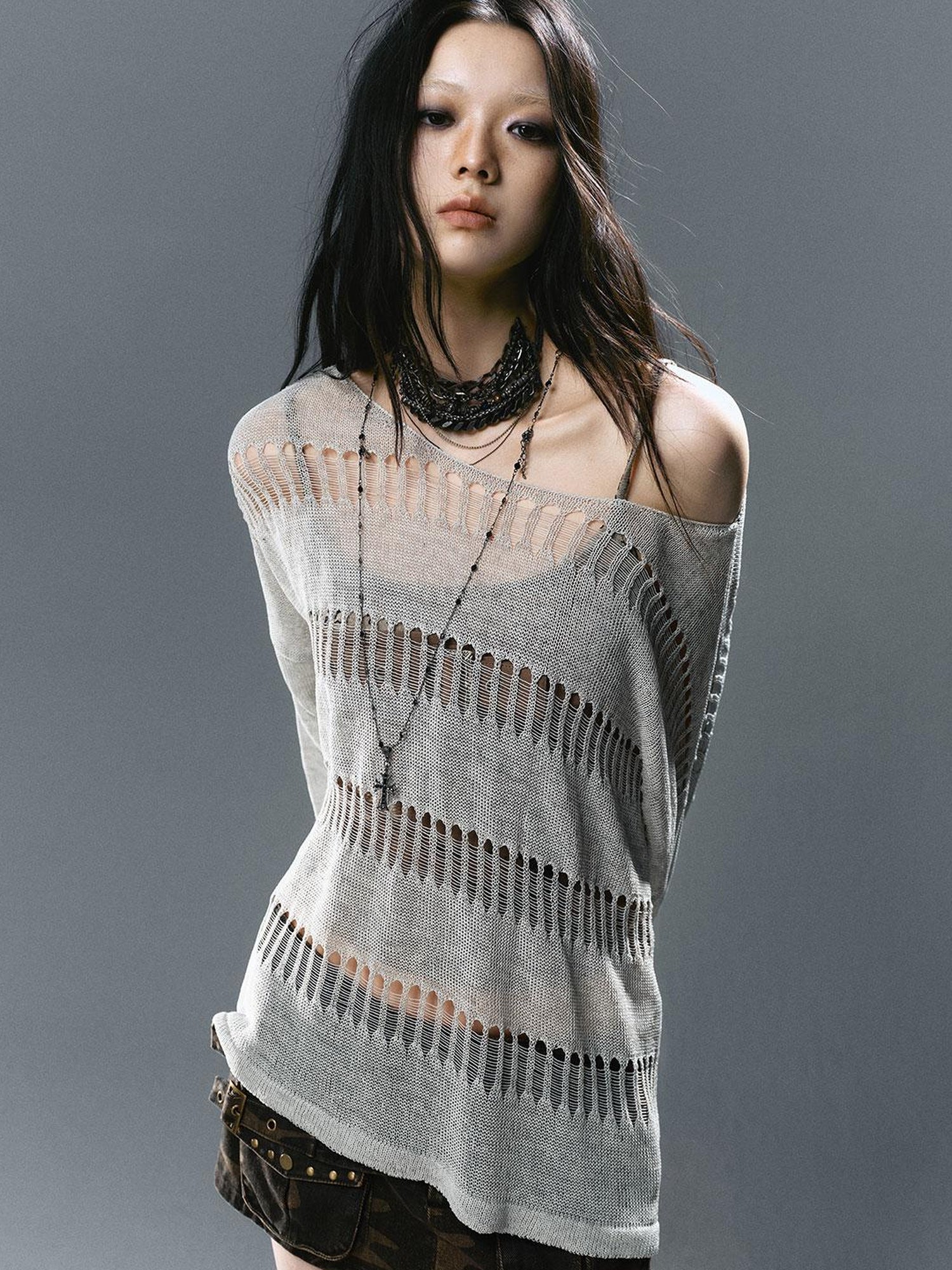 Update Cest Nous Sea Witch Linen Knit Top With Hollow Cut