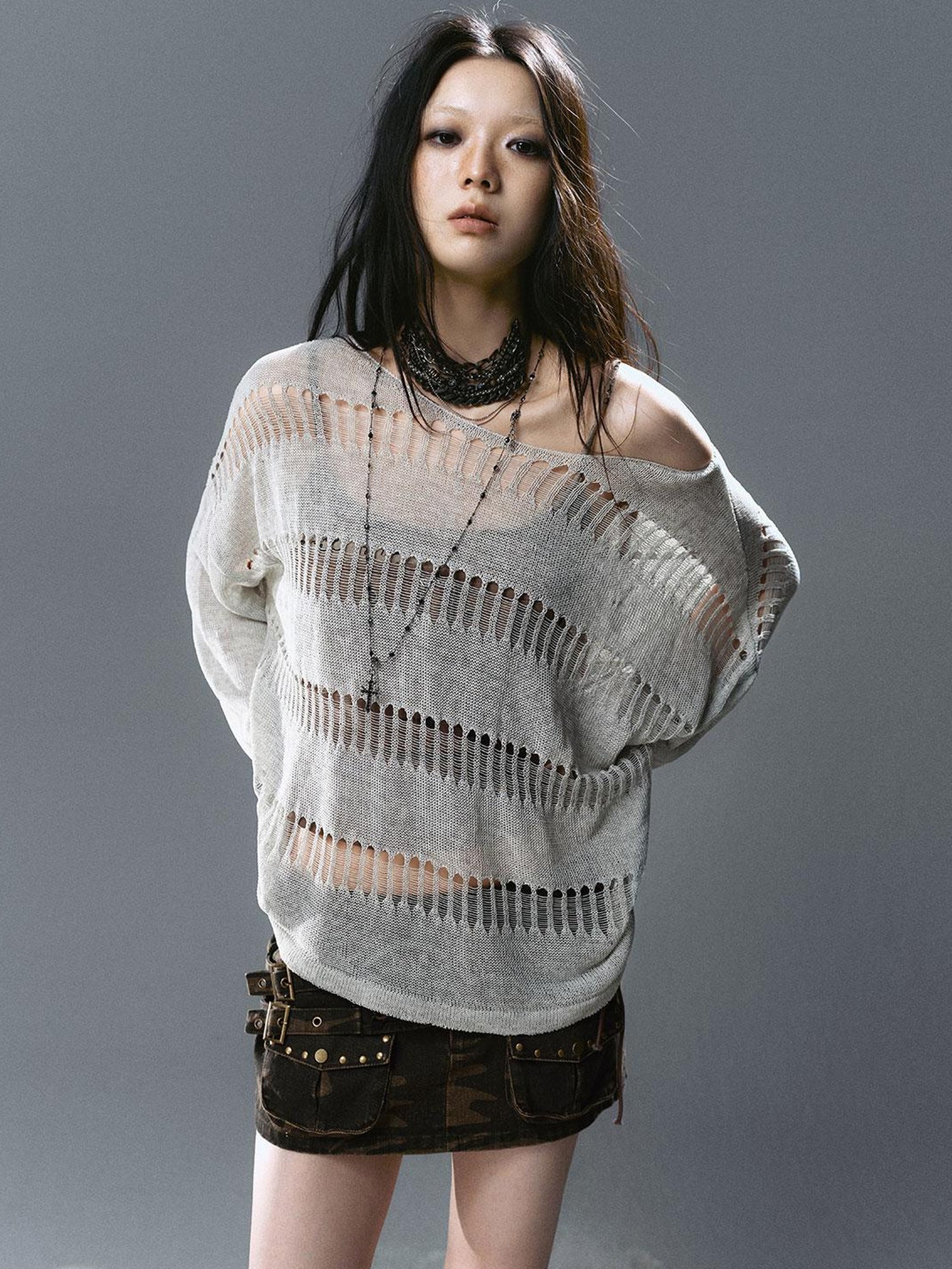 Update Cest Nous Sea Witch Linen Knit Top With Hollow Cut