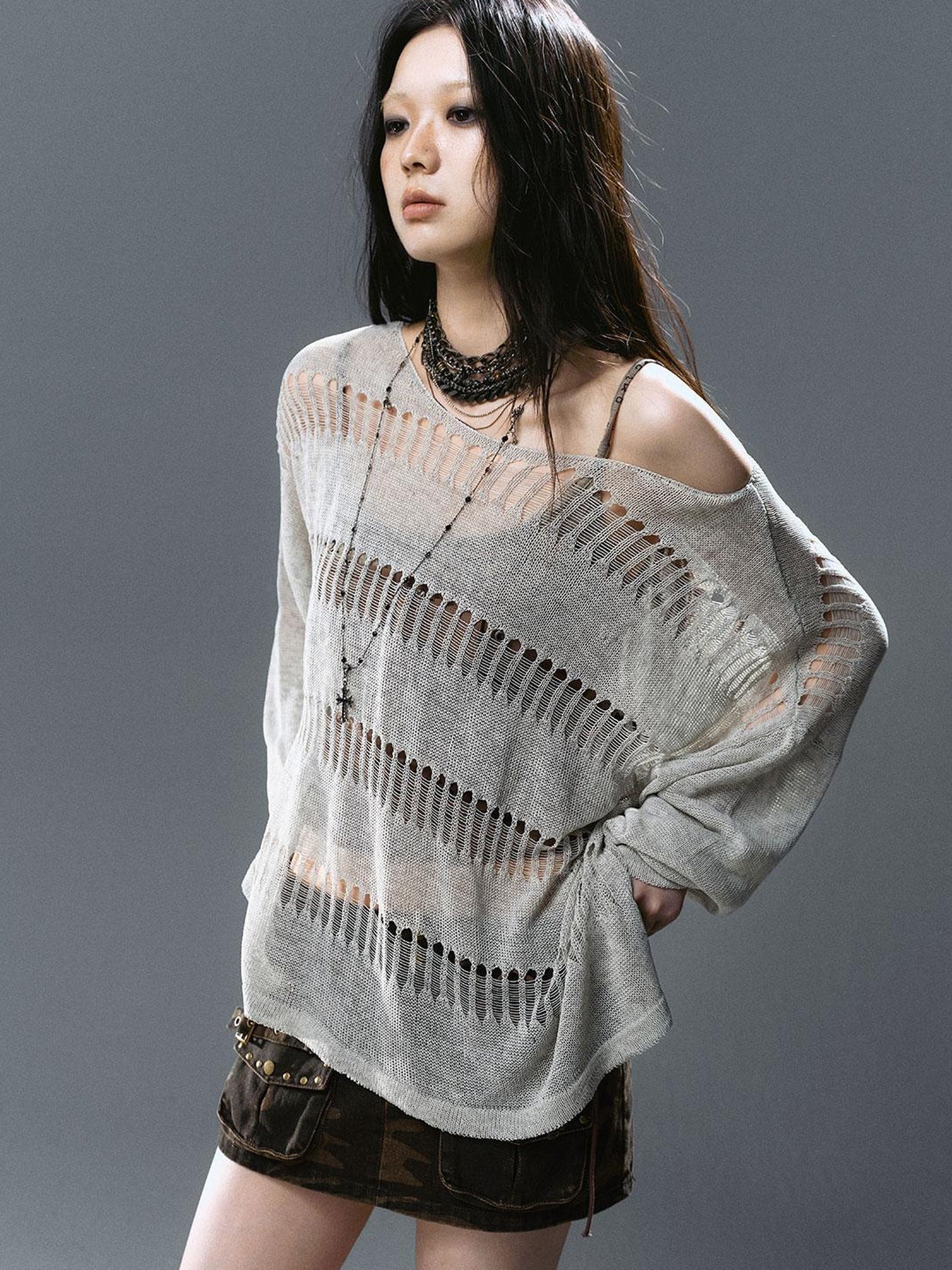 Update Cest Nous Sea Witch Linen Knit Top With Hollow Cut