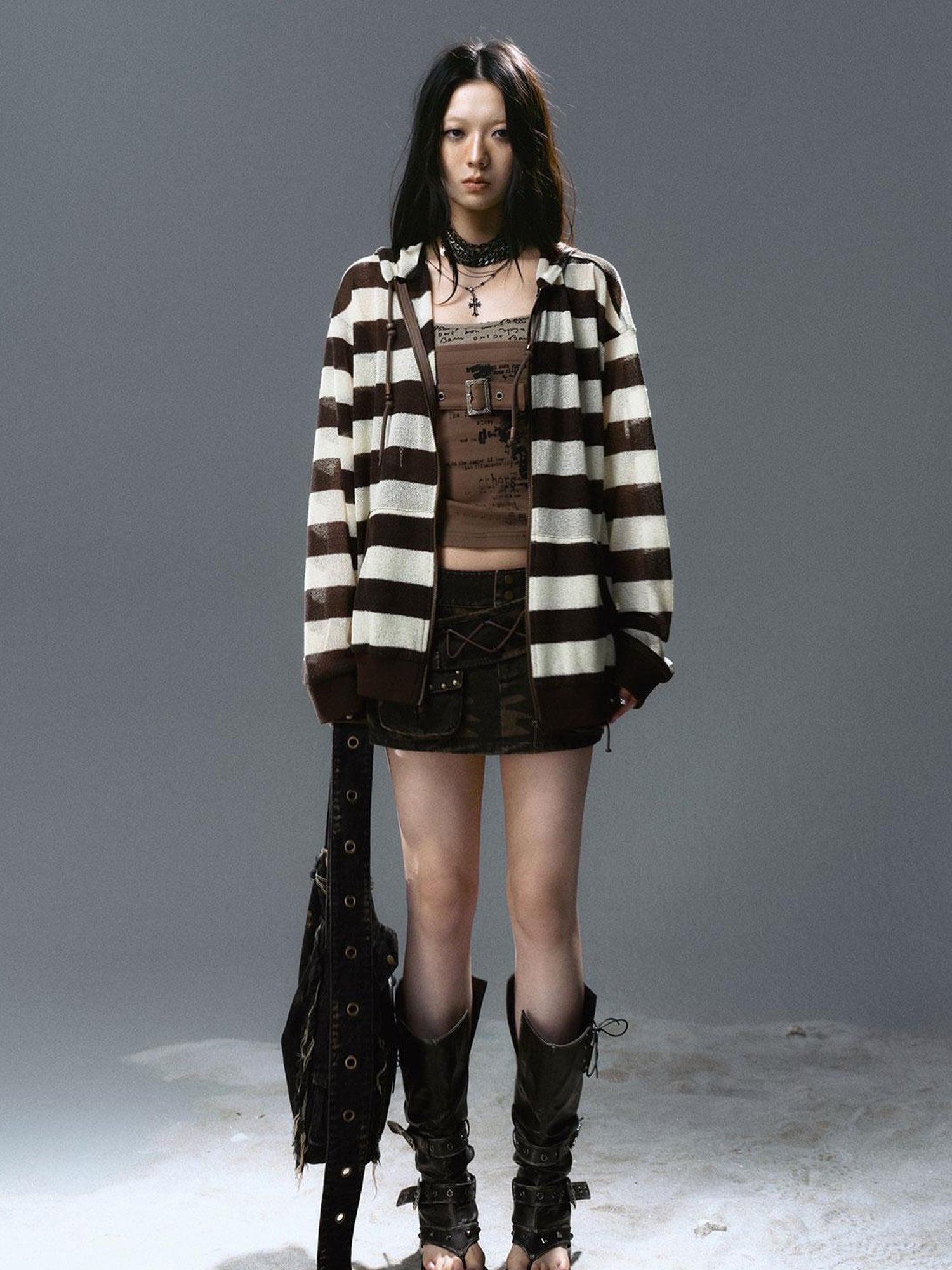 Update Cest Nous Sea Witch Poetry Belted Studded Camo Low Waist Mini Skirt