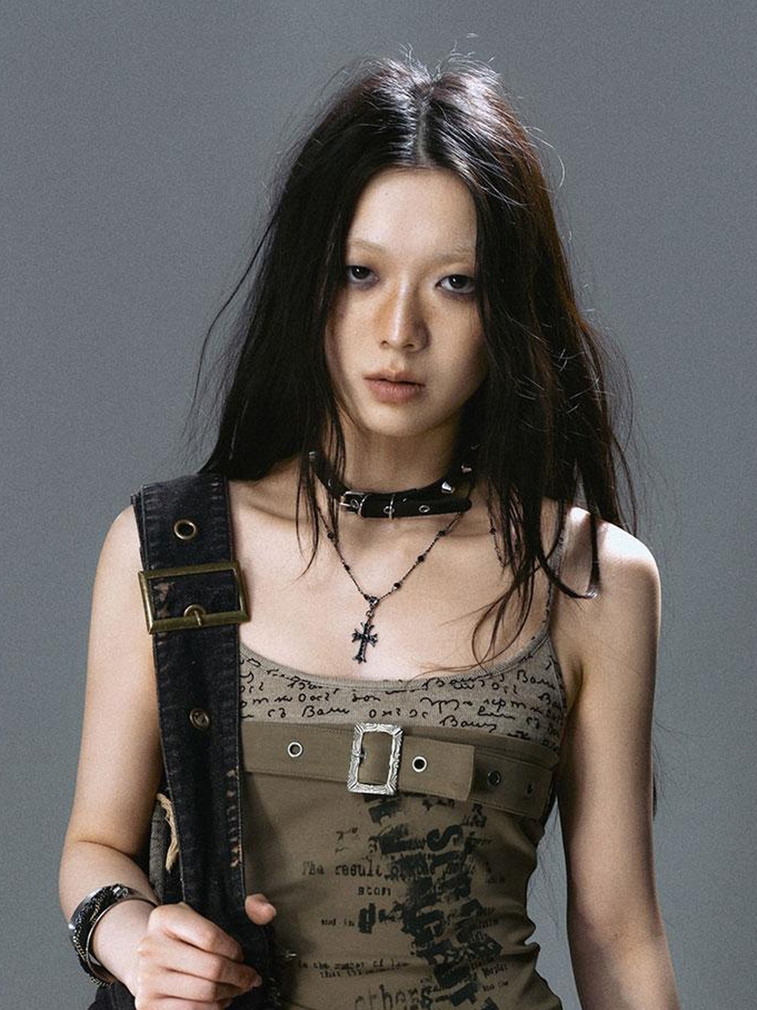 Update Cest Nous Sea Witch Punk Distressed Leather Checkered Asymmetrical Skirt