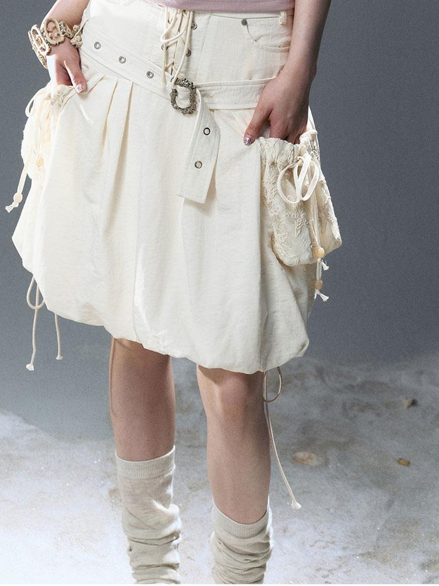 Update Cest Nous Sea Witch Punk Romantic Drawstring Boucle Skirt